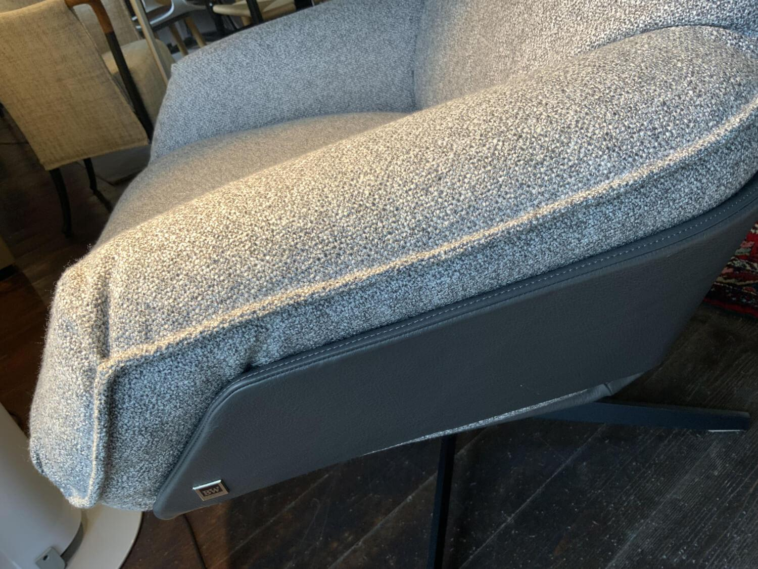 Bielefelder Werkstätten - Sessel Daron Stoff T Normandie Beige Füße Schwarz mit Hocker - 13
