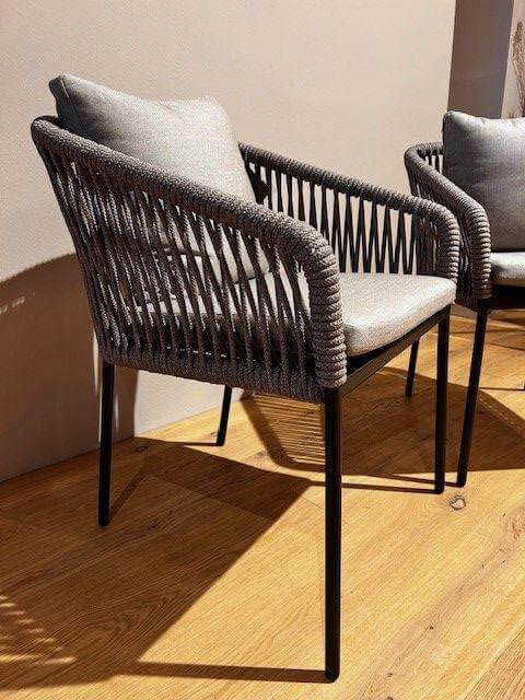 Stern - 2er-Set Outdoor Stuhl Marla Stoff Grau-Braun Gestell Aluminium - 4