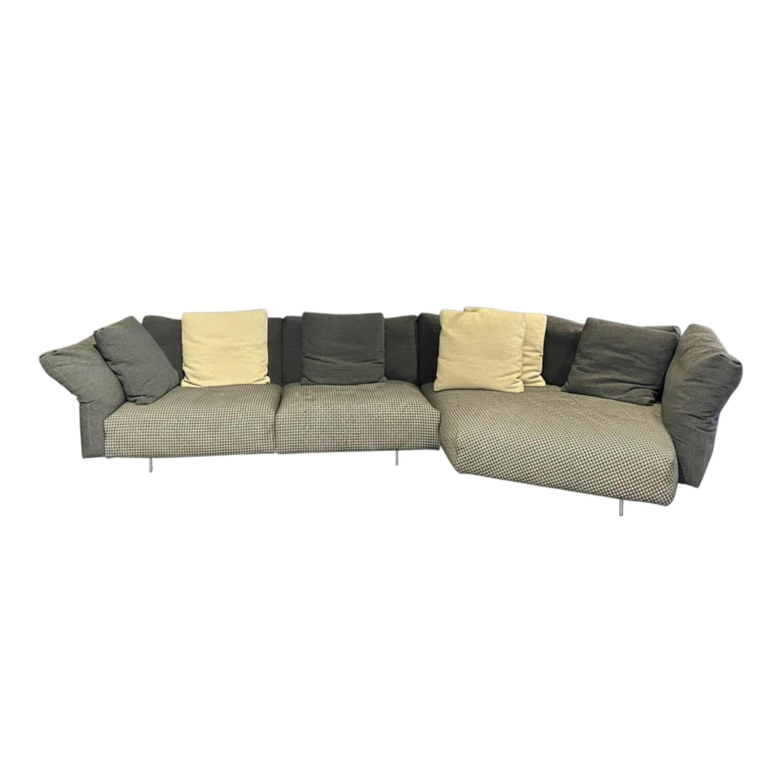B&B Italia - Ecksofa Dambo Stoff Lissy 251 Gris Grau Füße Aluminium Glanz Inklusive Kissen - 1