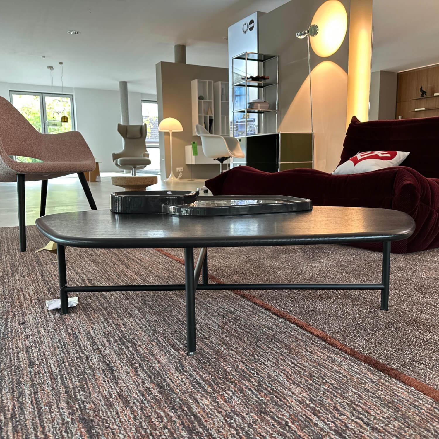 Ligne Roset - Couchtisch Lewa Platte Esche Schwarz Auflage Keramik Ebenschwarz Füße Stahl Schwarz Lackiert - 5