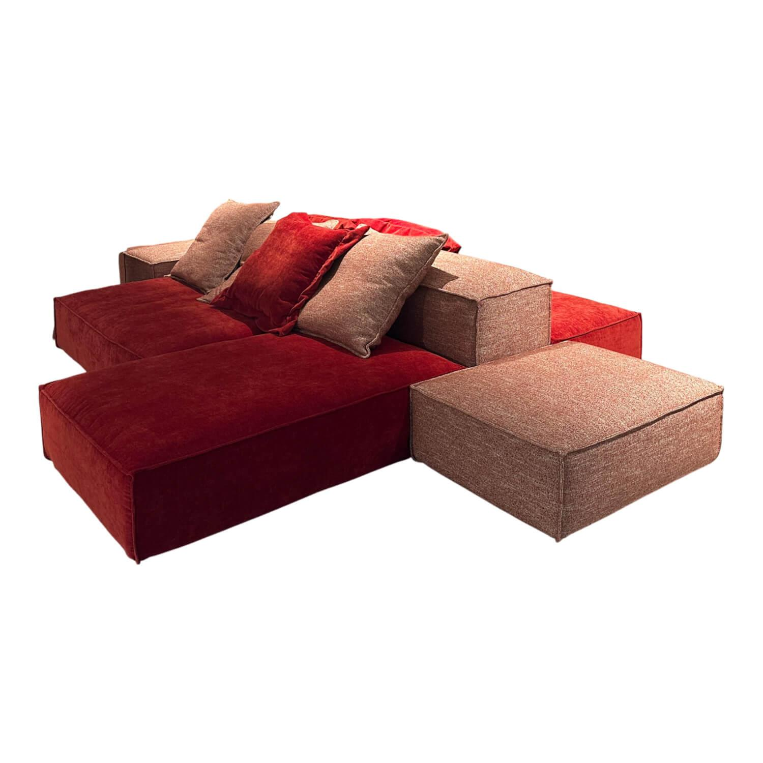 Designwerk - Polstergruppe Dido Stoff Earth Strawberry Rot Und Stoff Natural Apple Rosa Fuß Schwarz Inklusive Kissen - 1