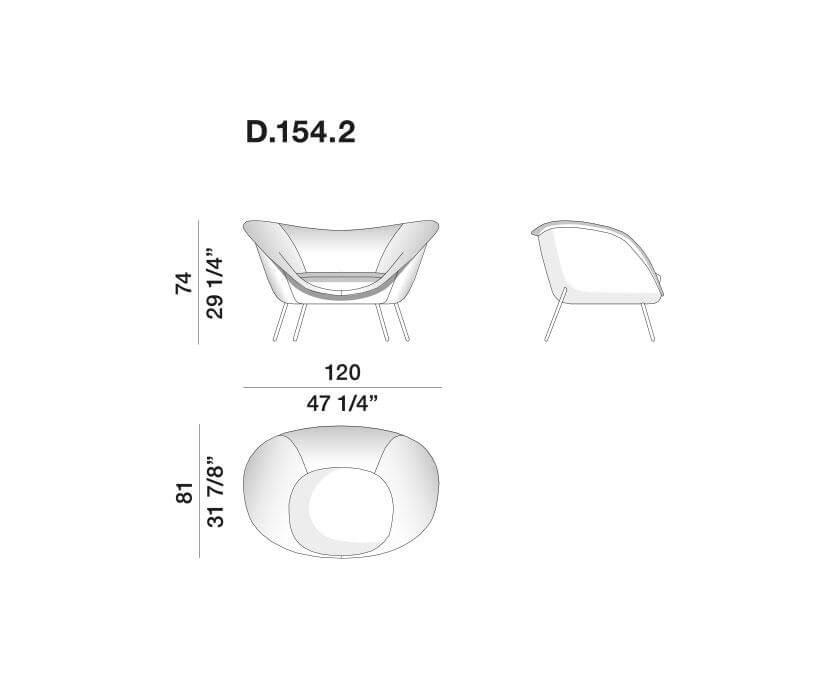 Molteni & C - Sessel Fauteuil Gio Ponti Stoff Wien Cipria Braun Füße Schwarzchrom - 3