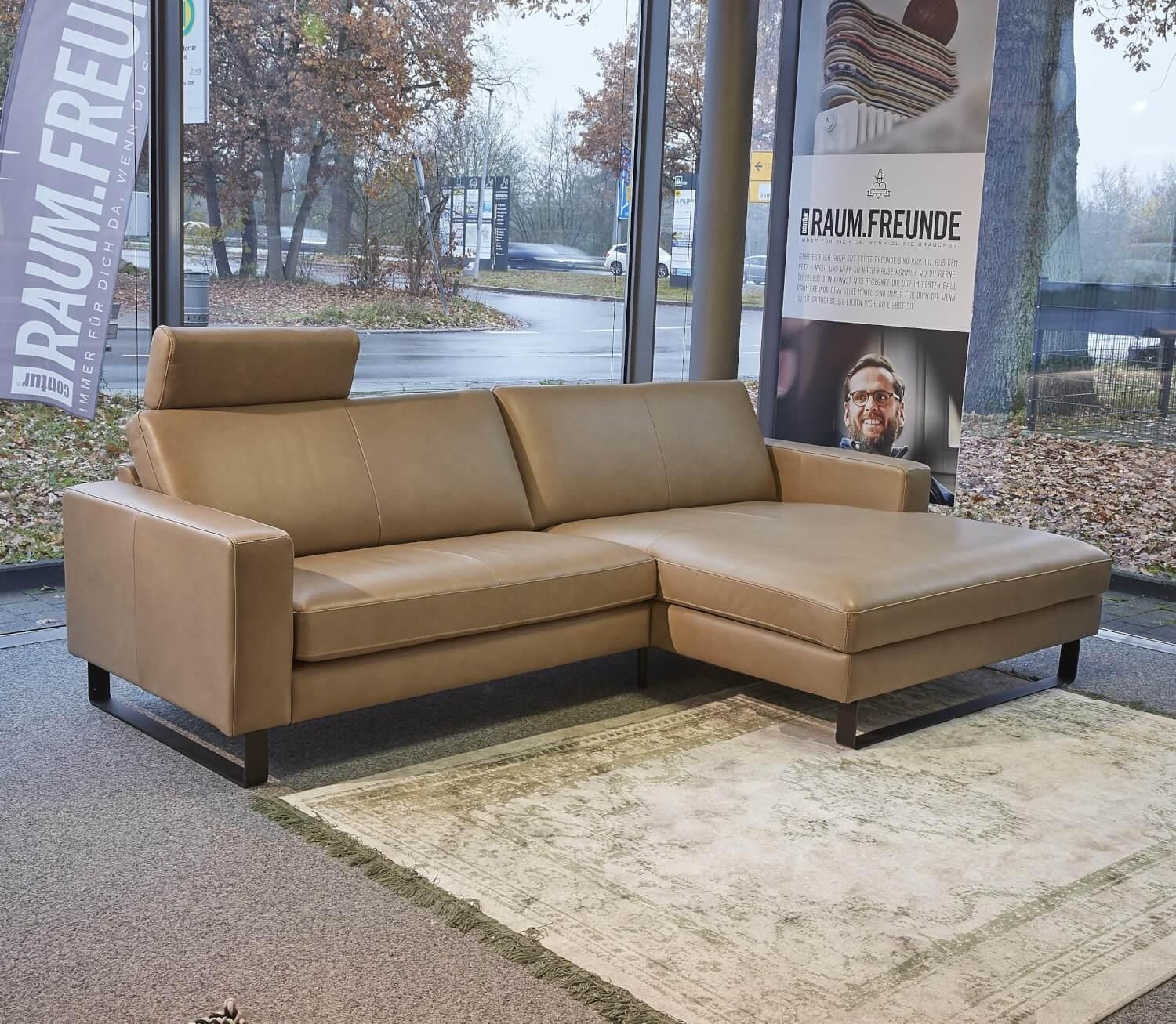 Raum.Freunde - Polstergarnitur Liv Leder Granada Taupe Füße Metallkufe Schwarz - 9