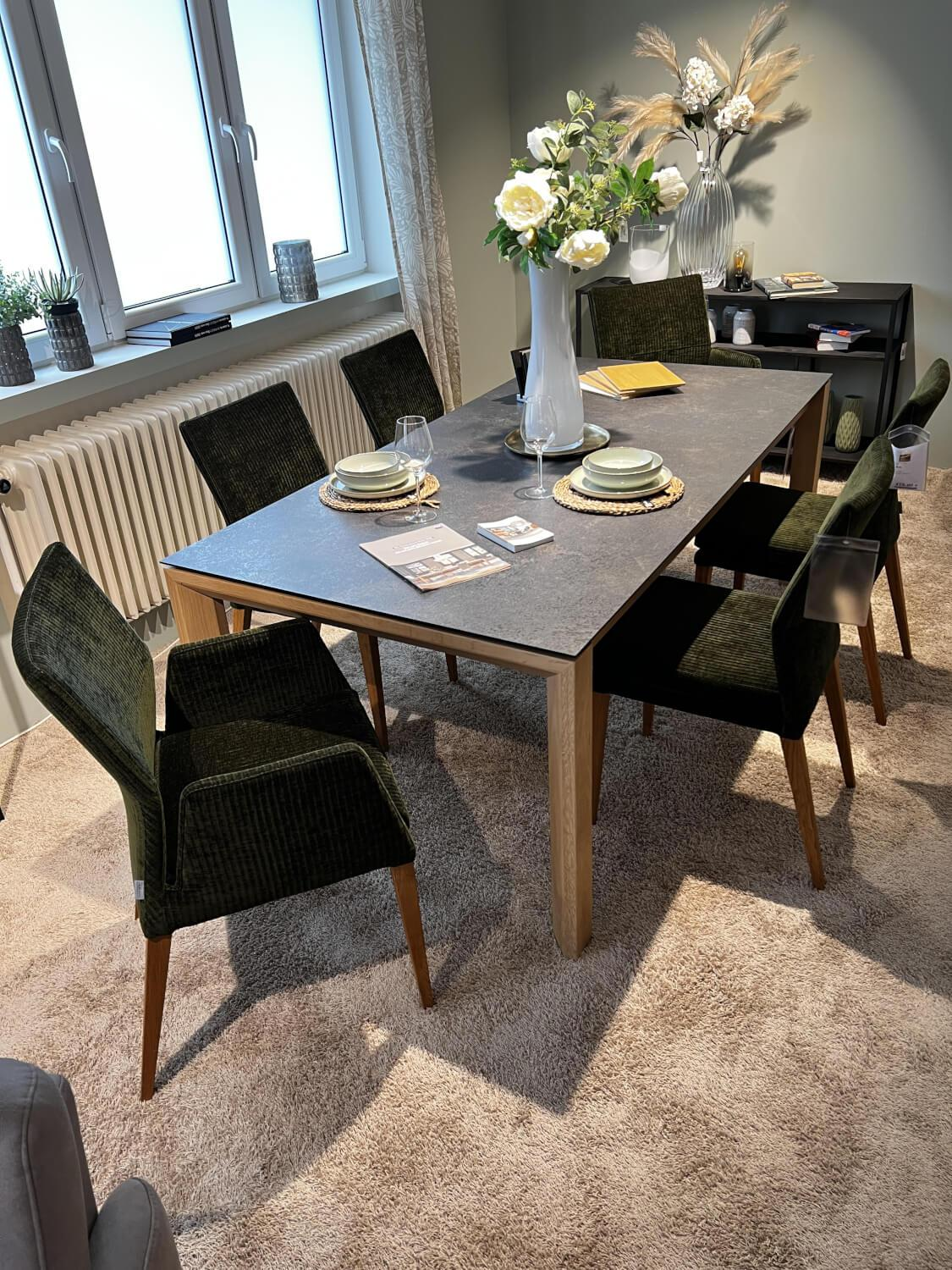 Natura - Set of 6 chairs Carry Fabric Chaves Forest Green Frame Oak 32 Oiled - 4