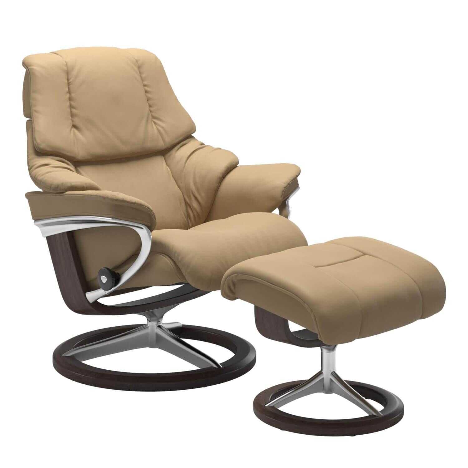 Stressless - Stressless Reno M Signature Base Leder Paloma Sand mit Hocker - 1