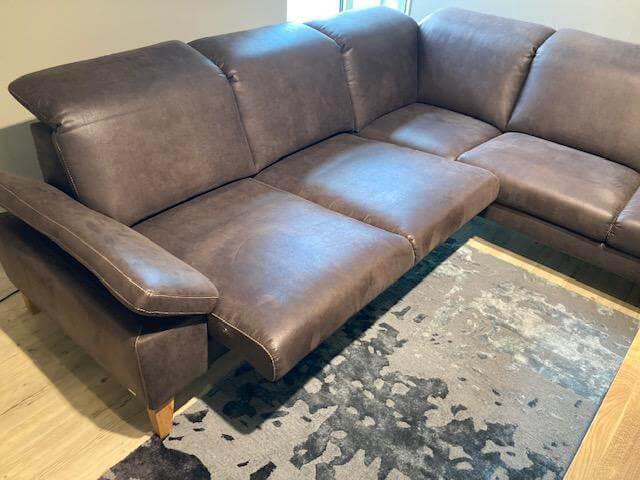 Activineo - Ecksofa Benson Stoff Relax 123 Espresso Braun Füße Braun Geölt - 5