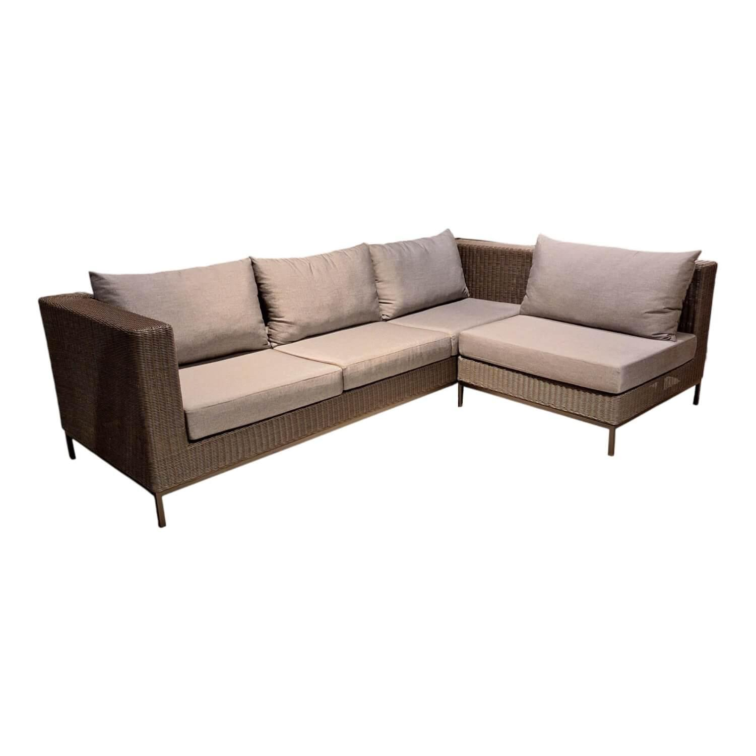 Stern - Corner sofa Fontana Outdoor wickerwork basalt grey cover silk grey frame aluminum - 1