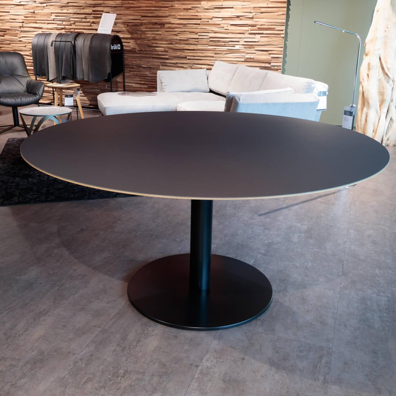 Tonon - Tisch Linoleum Anthrazit Grau Gestell Stahl Schwarz - 2