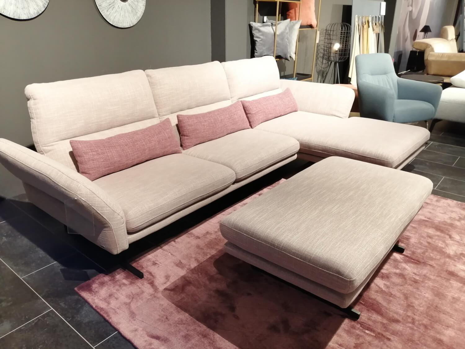 Comfort Republic - Ecksofa Alexander Stoff Magnolia Rosa Beige mit Hocker - 2