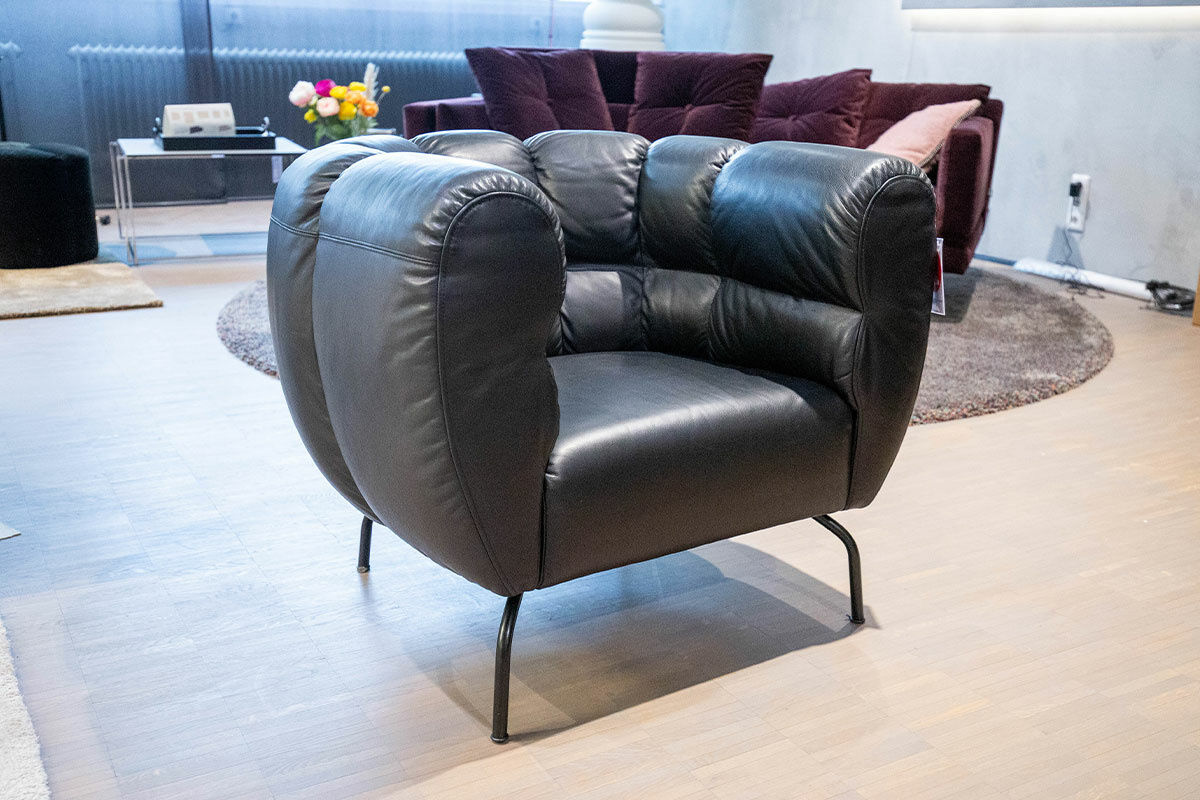 Brühl - Sessel Magnolia Leder Lama 5669-10 Schwarz Gestell Schwarz - 6