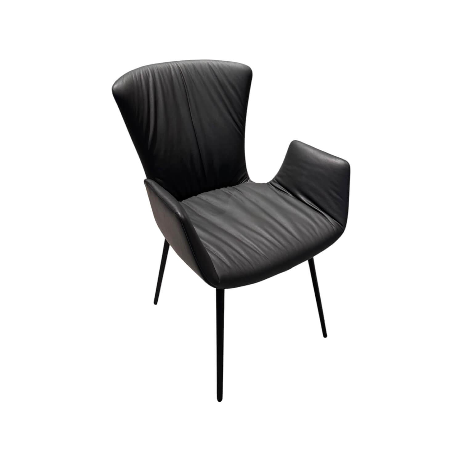 Armlehnstuhl Dexter Leder I 919 Grau Gestell Stahl Schwarz Pulverbeschichtet Draenert - Armlehnstuhl Dexter Leder I 919 Grau Gestell Stahl Schwarz Pulverbeschichtet - 1