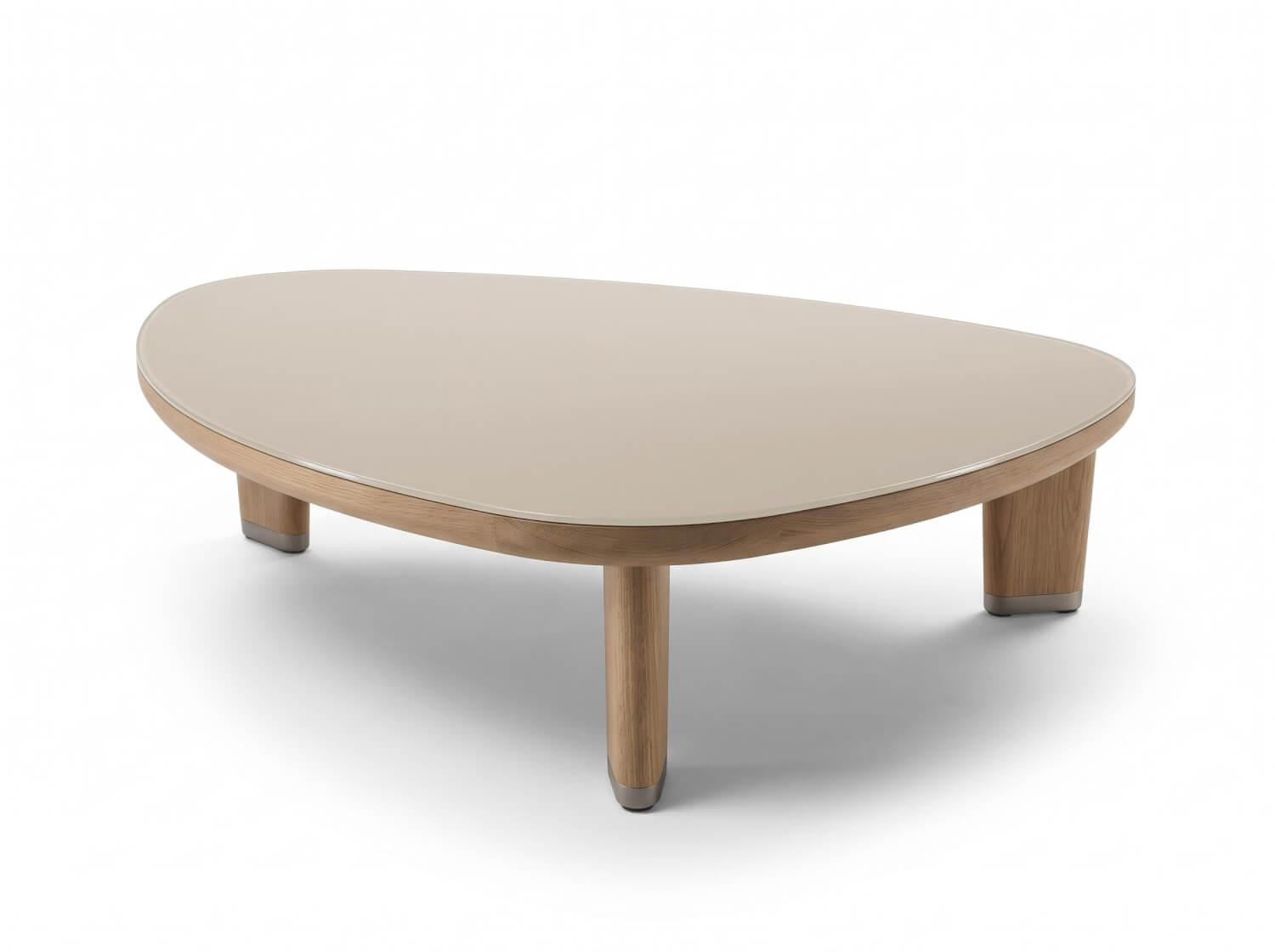 Flexform - Beistelltisch Arnold In Beige Glassplatte Mit Braunem Gestell - 1