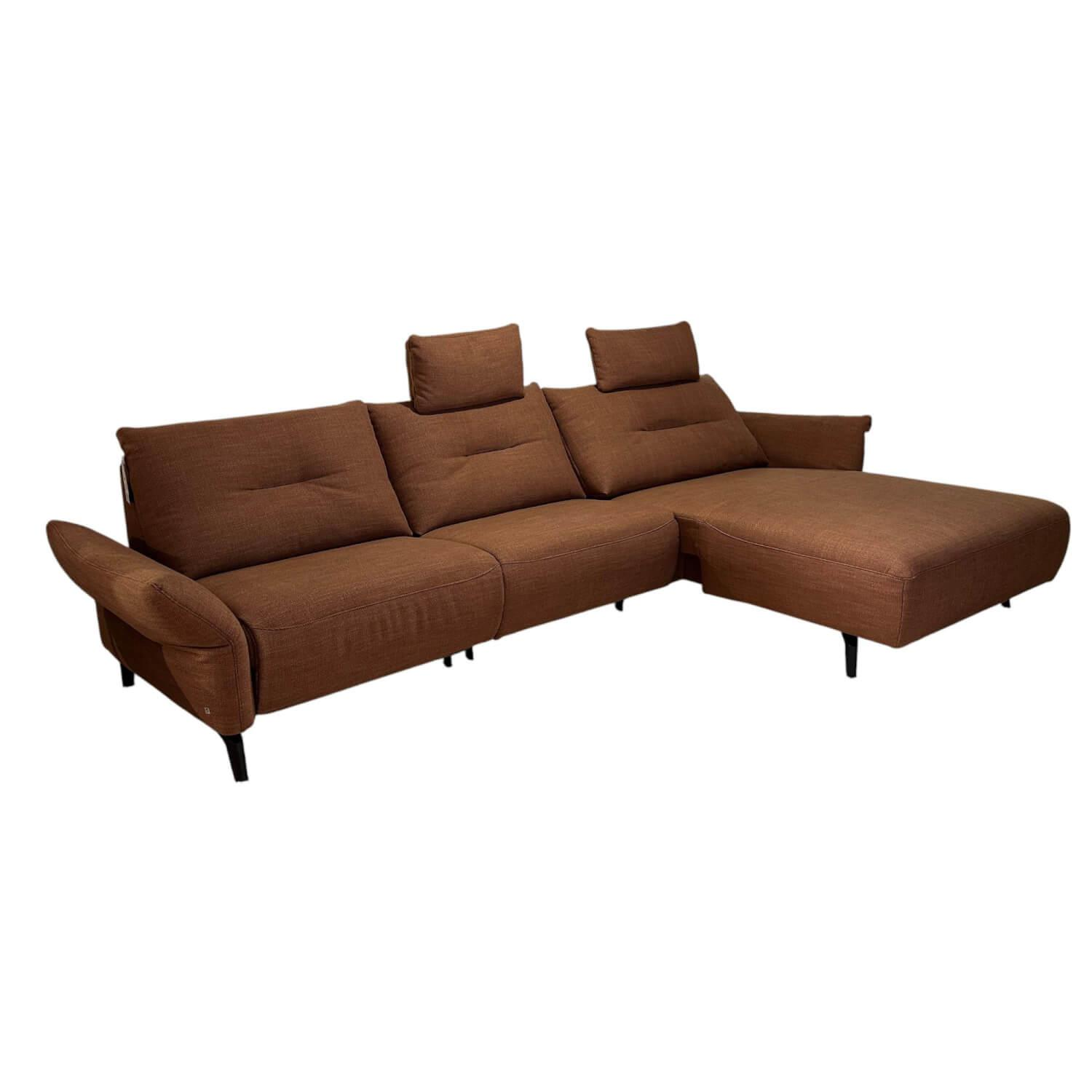 Global - Ecksofa Bahia Stoff S GFI154 08 Rot Braun Fuß S342 Schwarz Inklusive Nackenstütze - 1