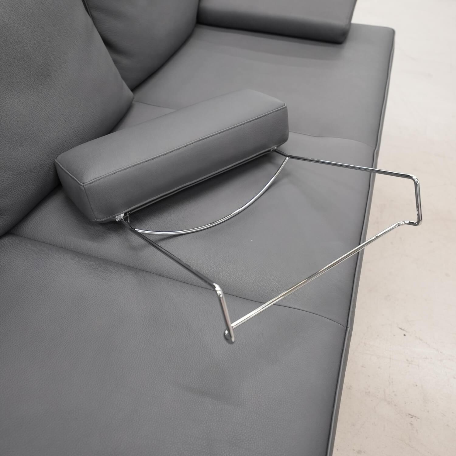 Walter Knoll - Sofa Living Platform 400-30 FLFR Bezug Leder Safari 1377 Anthrazit Gestell Schwarzchrom - 7