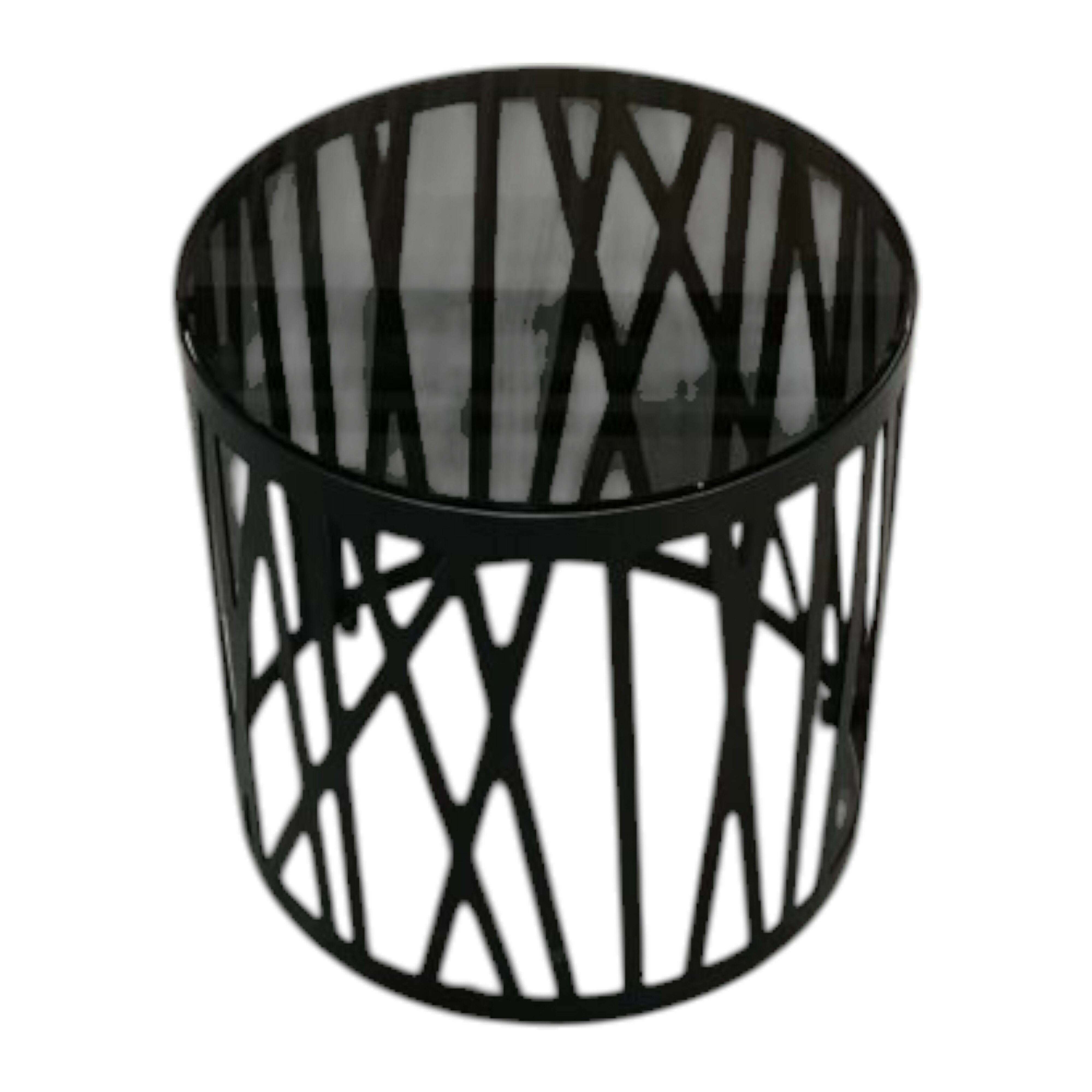 Rolf Benz - Beistelltisch 8330 107 Tischplatte Parsolglas Grau Gestell Metall RAL 9017 Verkehrsschwarz Lackiert - 1