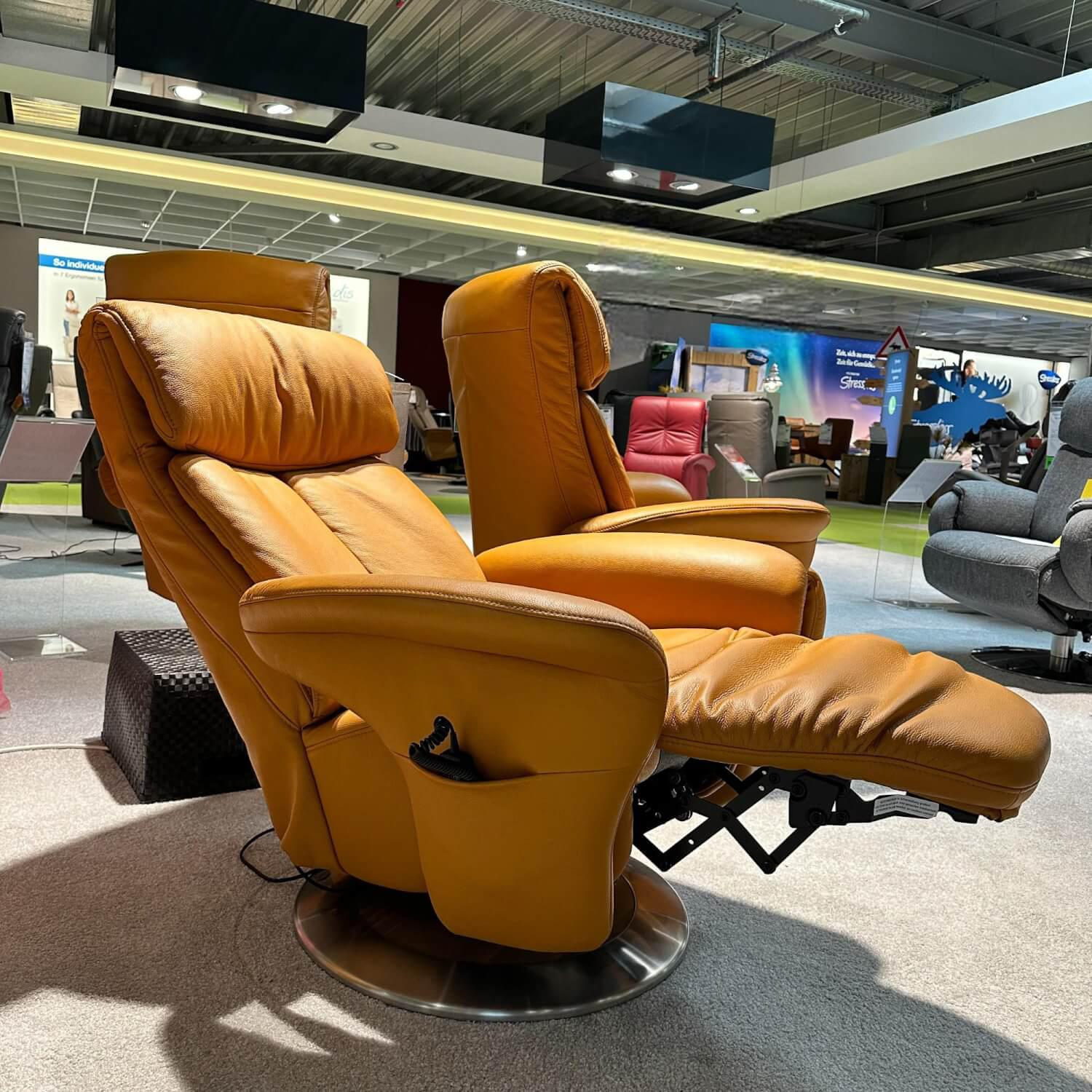 himolla - TV-Sessel M 1-Motorig 7627 Leder 24 Longru Safran Braun 66D Easy-Swing Fuß Holzteller 049 Buche Mit Edelstahlring - 8