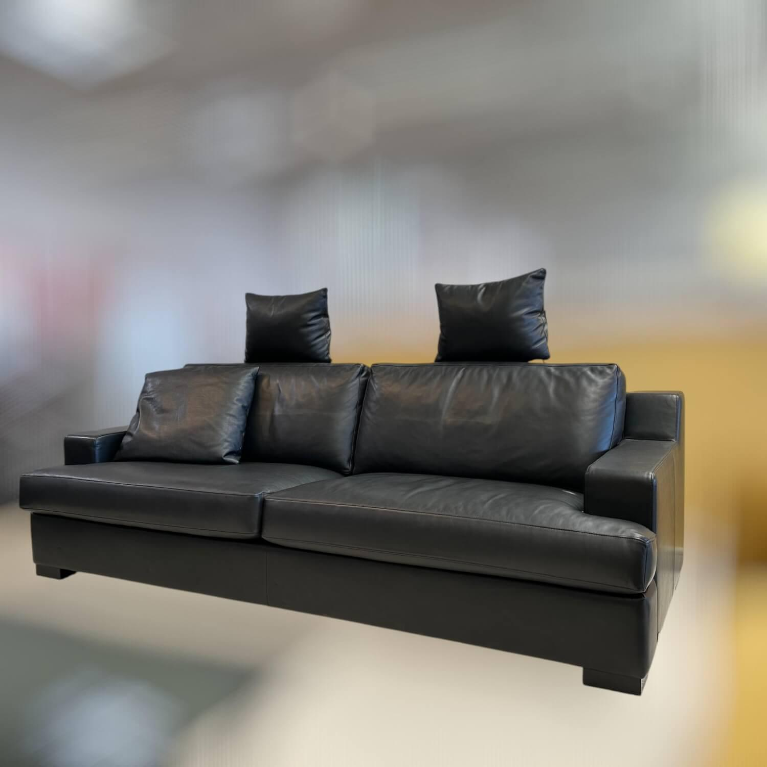 Bielefelder Werkstätten - Sofa Inspiration Leder Provence Schwarz Fuß Holz - 7