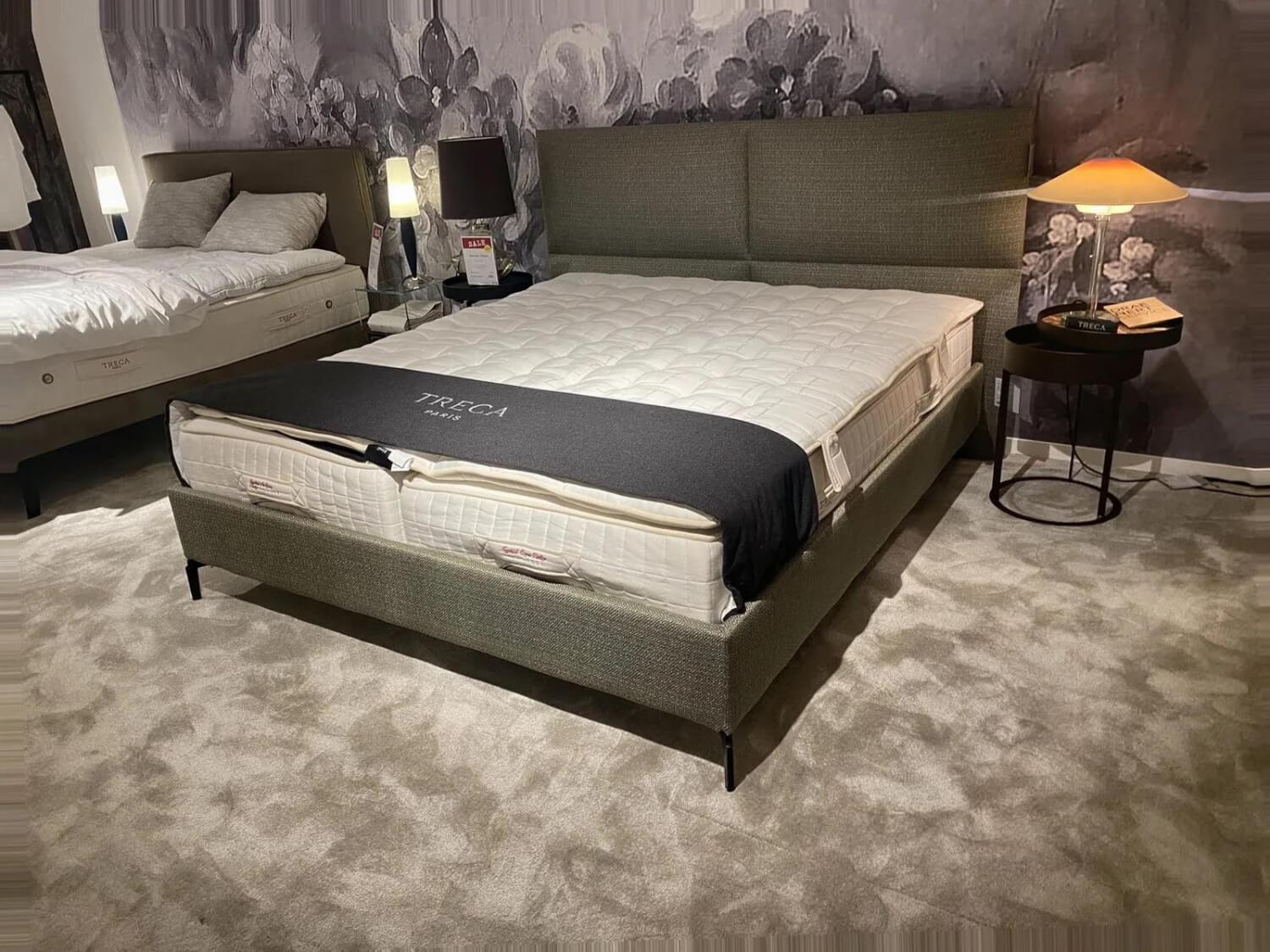 Treca Interiors - Polsterbett Portofino Stoff Tunis Olive Grün Füße Metall Schwarz Pulverbeschichtet Inklusive Matratzen - 4