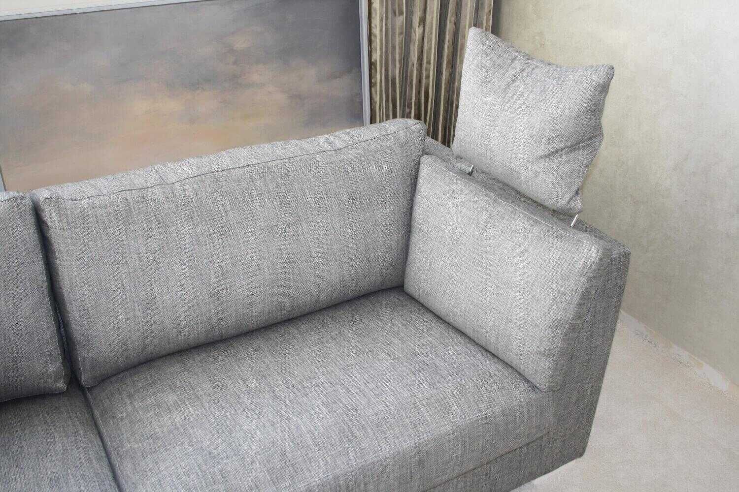 Bielefelder Werkstätten - Sofa BW Inspiration BW-122-3030, BW-122-3020 Stoff Grau mit Tisch BW-122-201 - 6