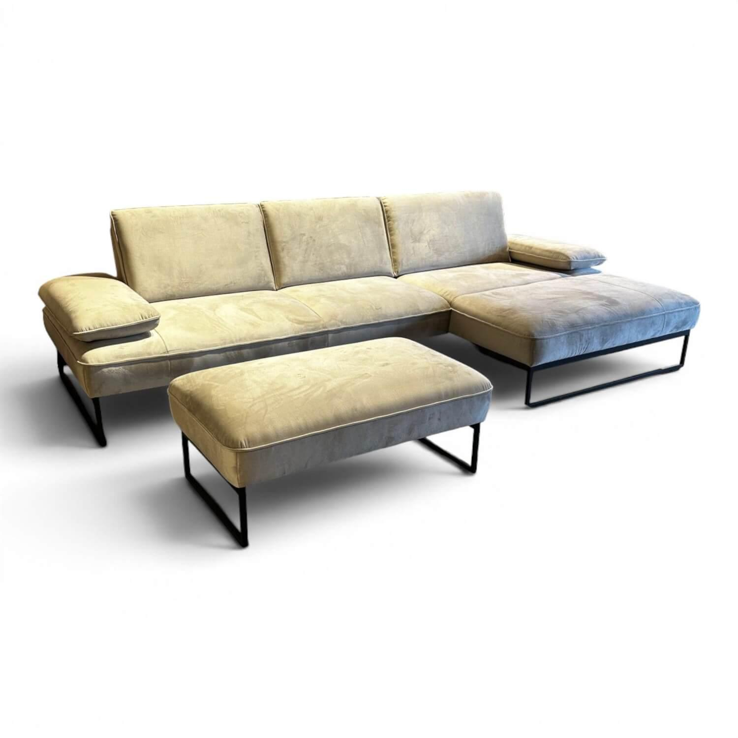 JOOP! - Ecksofa 8165 Select Stoff JOOPD26 Velours Grey Grau Metallkufen Schwarz Inklusive Hocker - 3