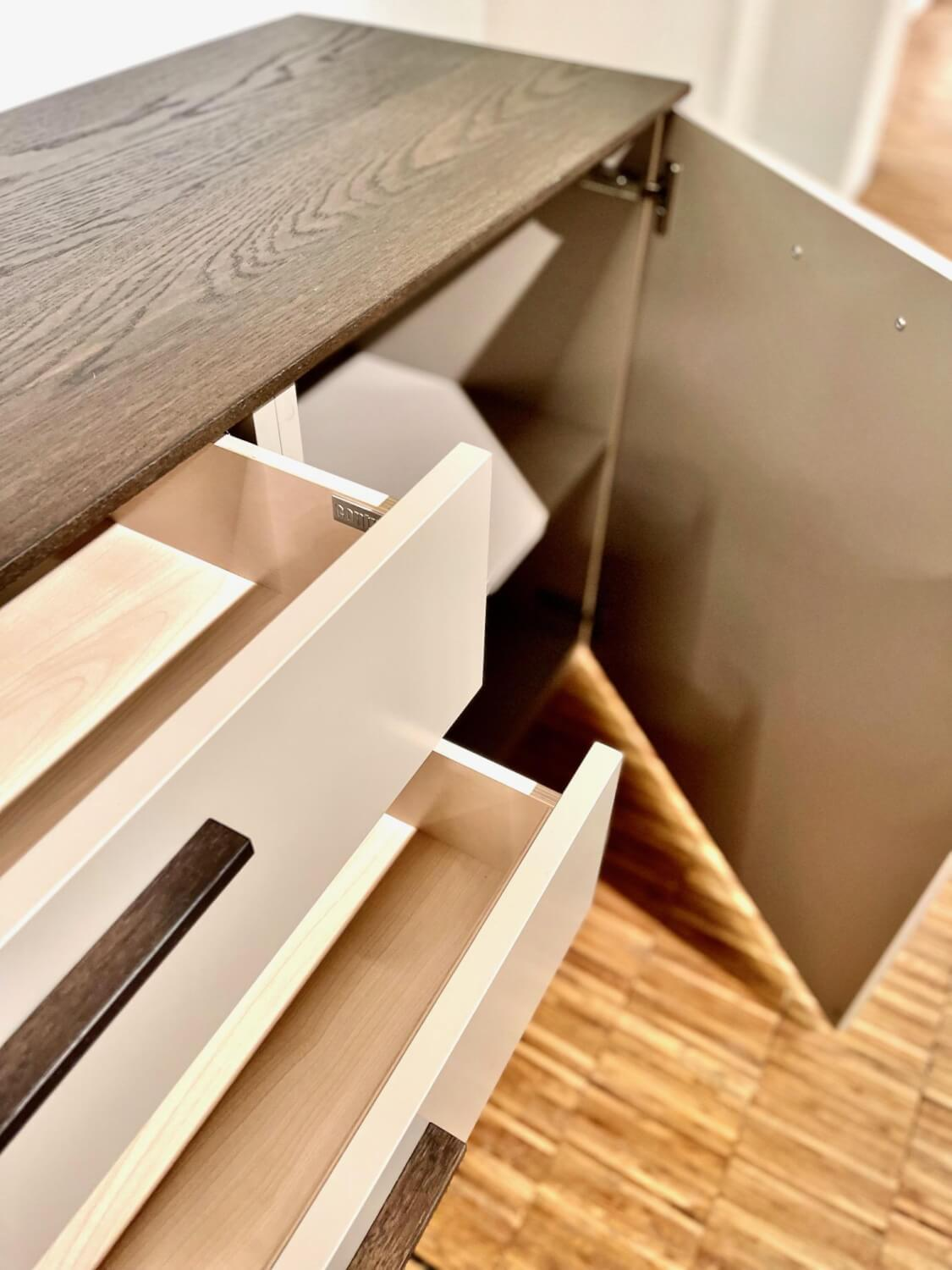 Contur - Kommode 3900 Block Lack Grau Abdeckplatte Wildeiche Dunkel - 3
