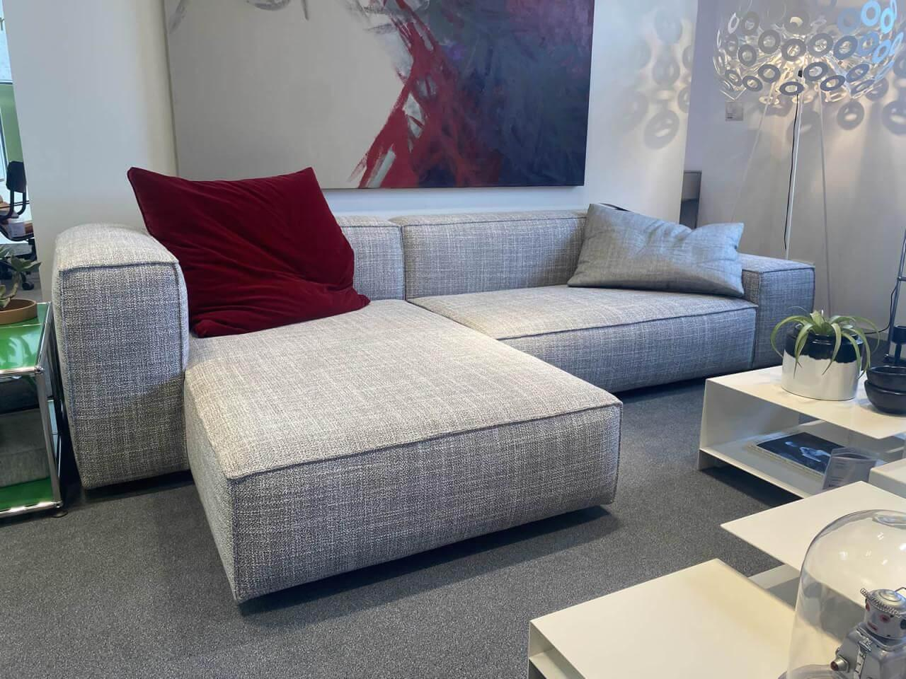 Living Divani - Ecksofa Neowall 15424 Stoff Visco Primula 13 Soft Top Grau Inklusive Kissen - 2