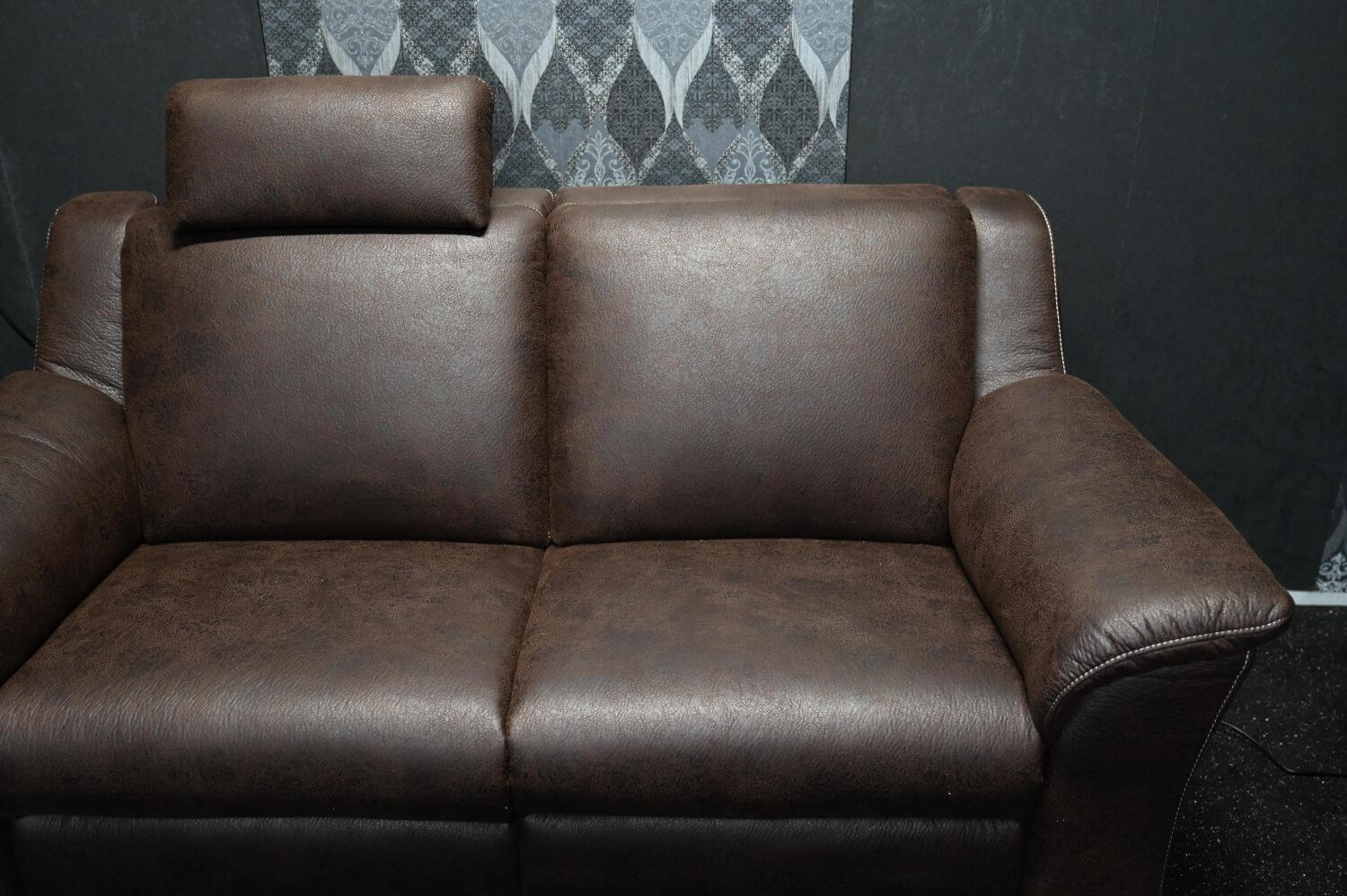 Garnitur Orion Stoff Büffel Dunkelbraun Sofa mit Relaxfunktionen und Elektrischem Vorziehbett