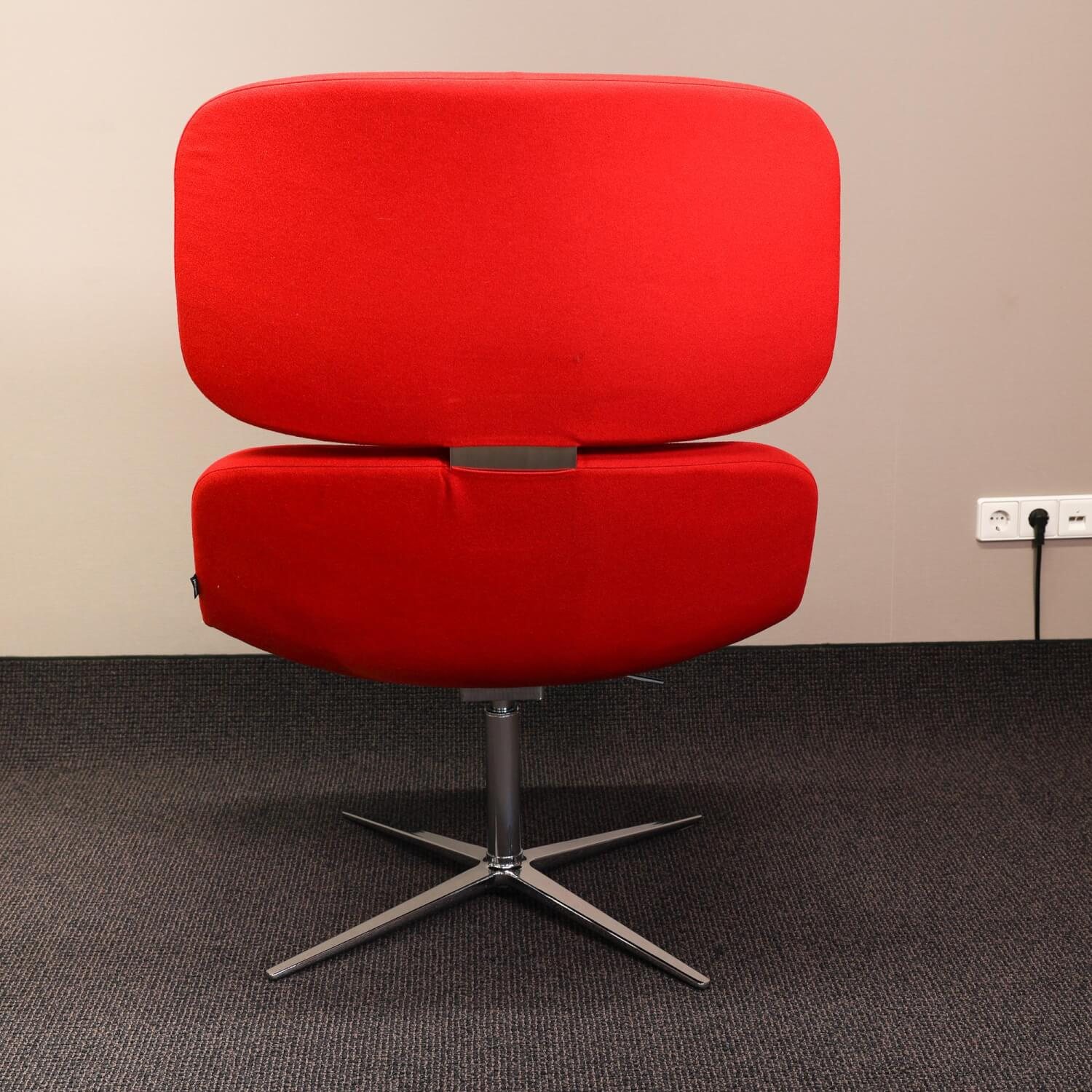 Loungesessel W-Lounge Chair 3 Stoff Rot Kreuzfuß Chrom