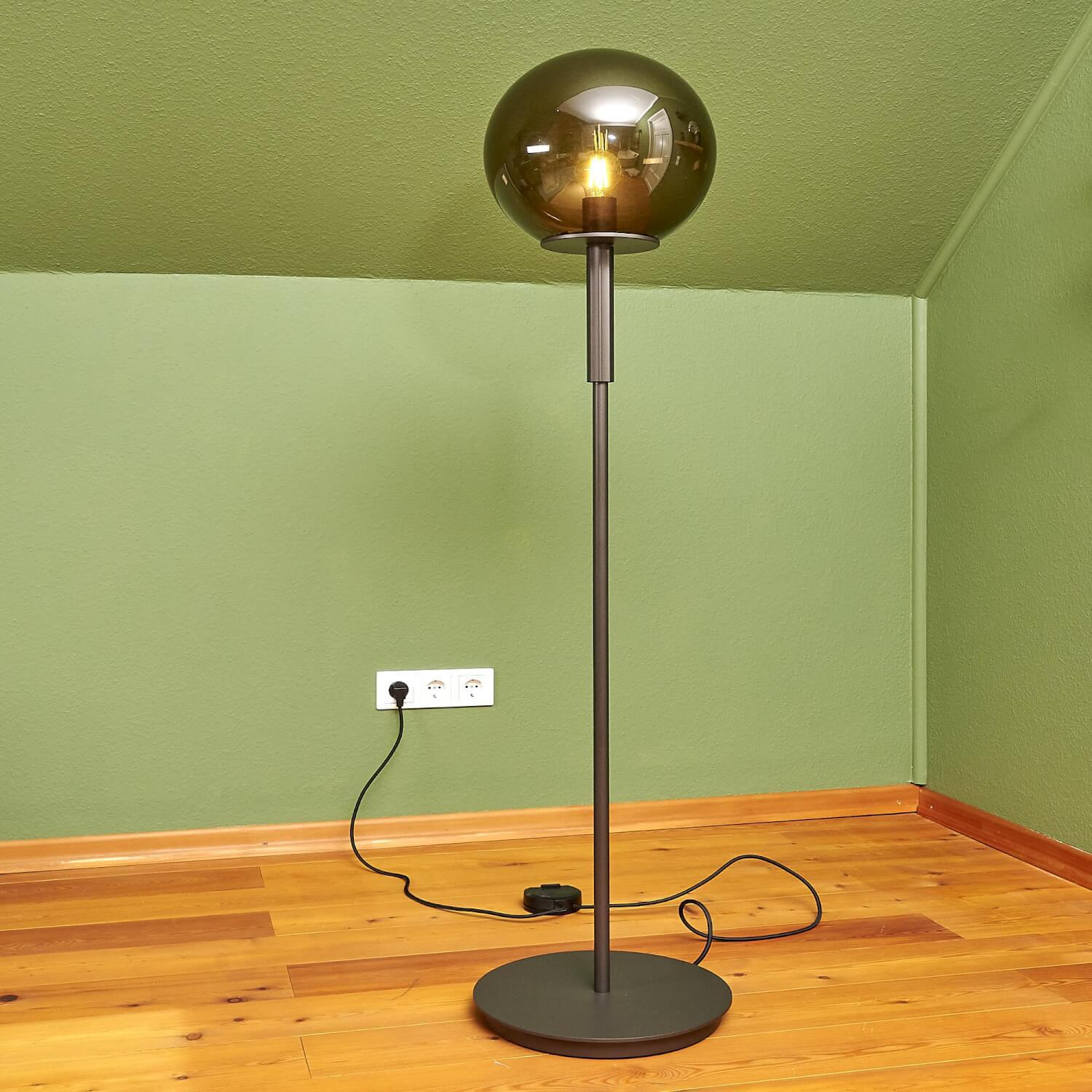 Bielefelder Werkstätten - Stehleuchte Atmosphere Kugel Glas Transparent Braun Fuß Bronze Matt - 6