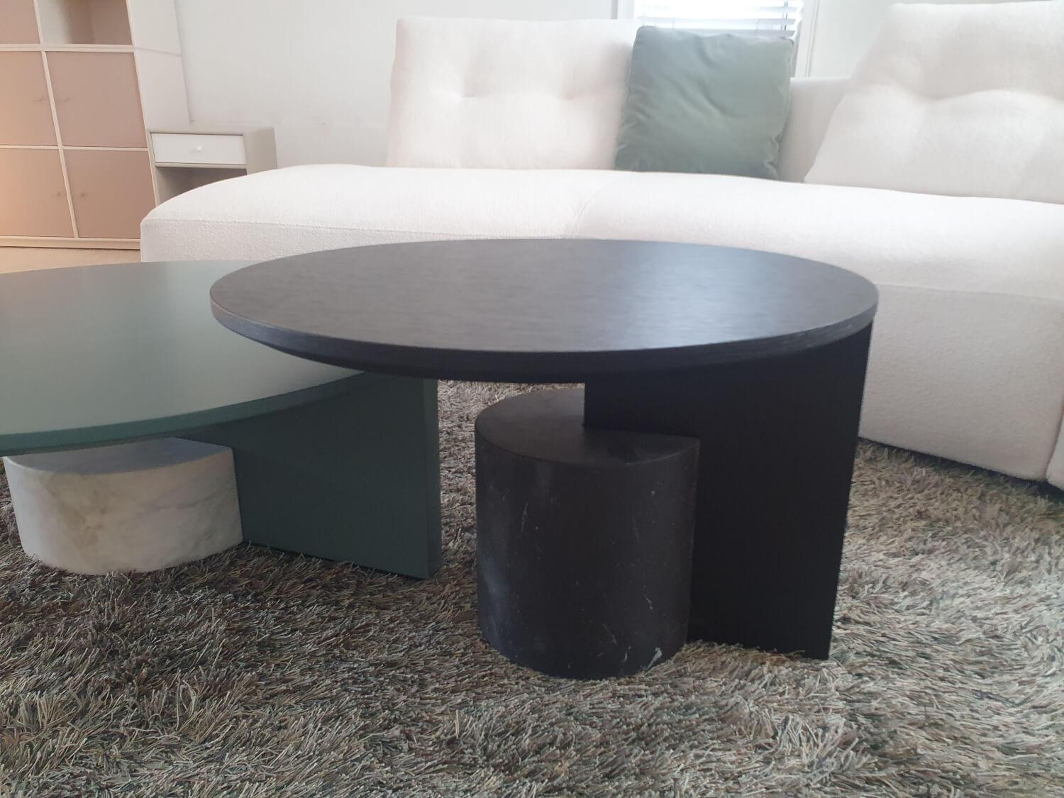 Cassina - Beistelltisch Sengu Low Table 557 Platte Esche Schwarz Gebeizt Sockel Marmor Nero Schwarz - 3