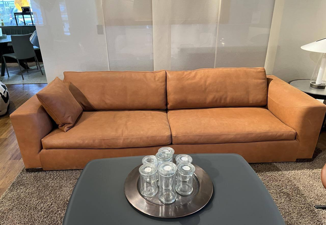 Marac - Sofa Brando 3-Sitzer Leder Anilina Brandy Orange Braun Füße Nickel Schwarz - 7