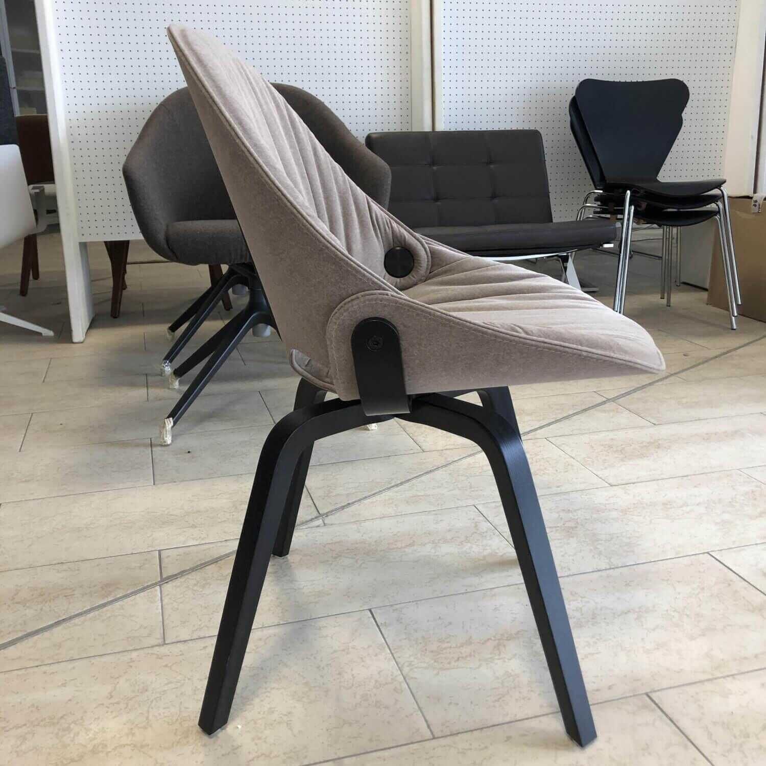 2er-Set Stuhl Flat 4ND Stoff Braun Holzfuß