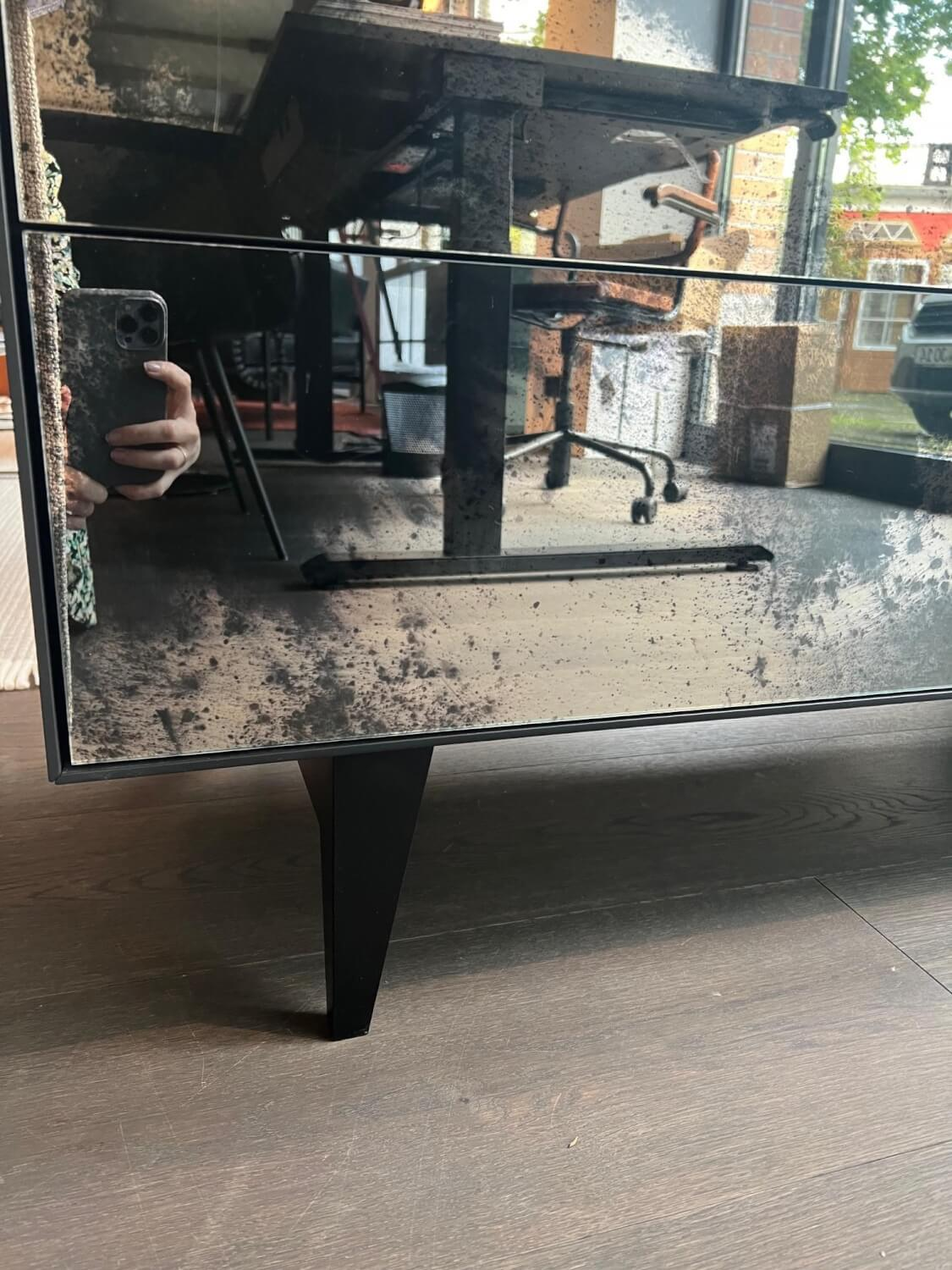 Piure - Schrank Nex Glamour Korpus Mattlack 43 Coal Fronten Spiegelglas 02 Luna - 2