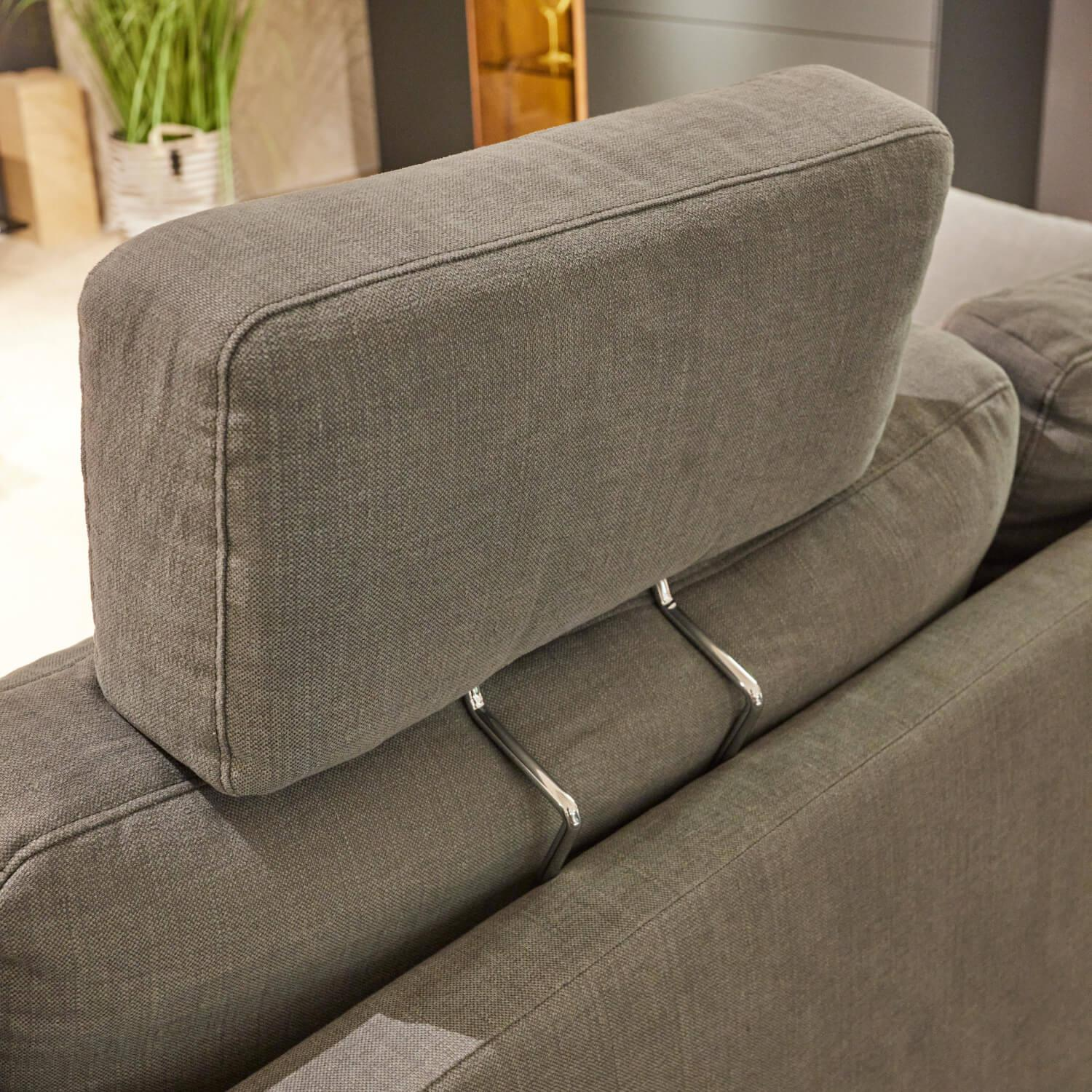 Musterring - Ecksofa 4530 Stoff JAB 13723 Aqua Grau Metallkufe Schwarz Matt Mit Kopfstütze XL - 5