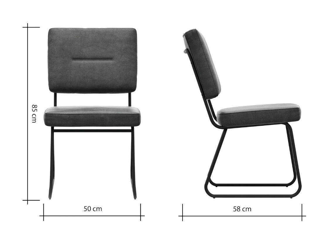 6er-Set Stuhl Typ 20 Passeno Wesley Stoff Grau Füße Metall Schwarz