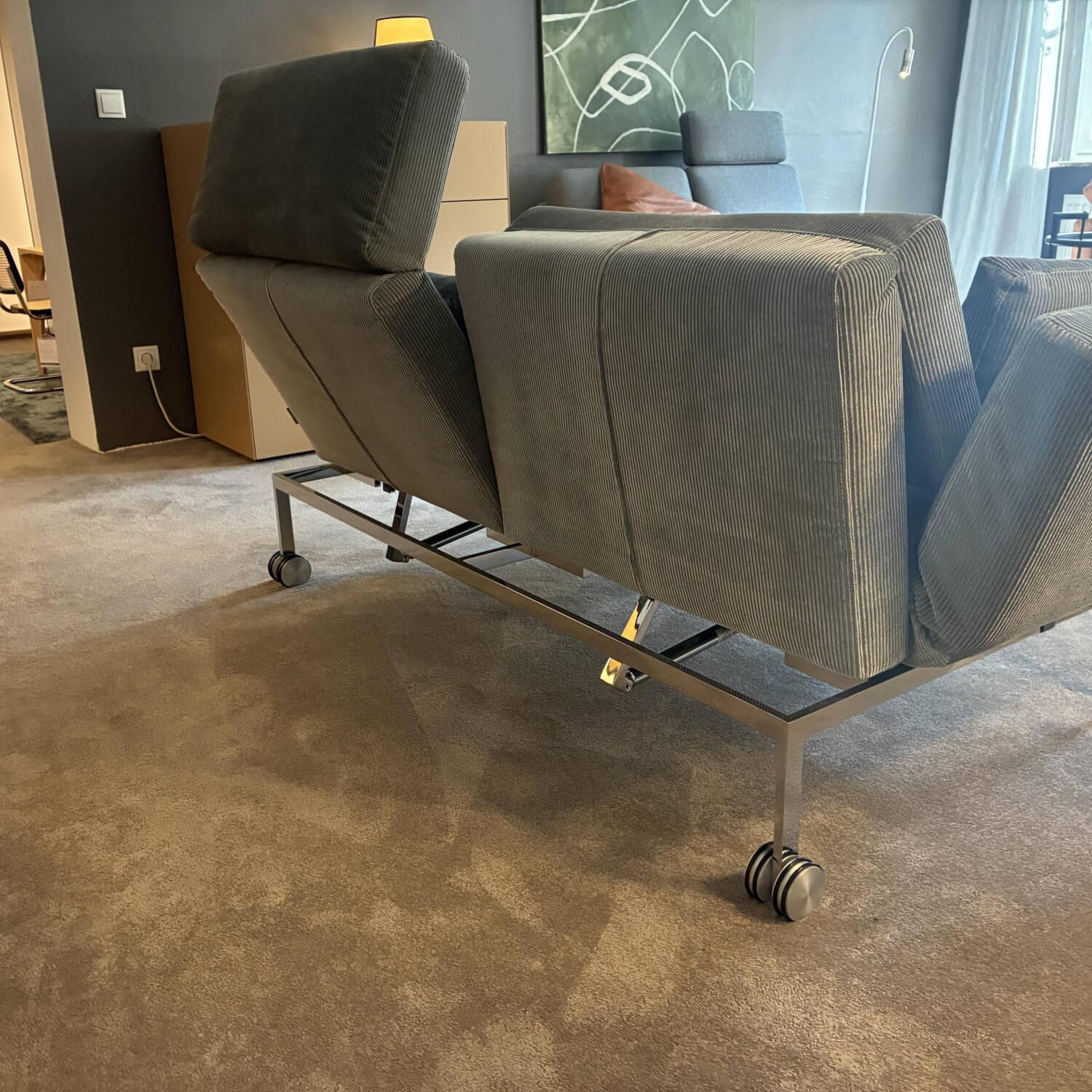 Brühl - Sofa Roro Soft Stoff 5290 0093 Grau Blau Gestell Metall Verchromt - 4