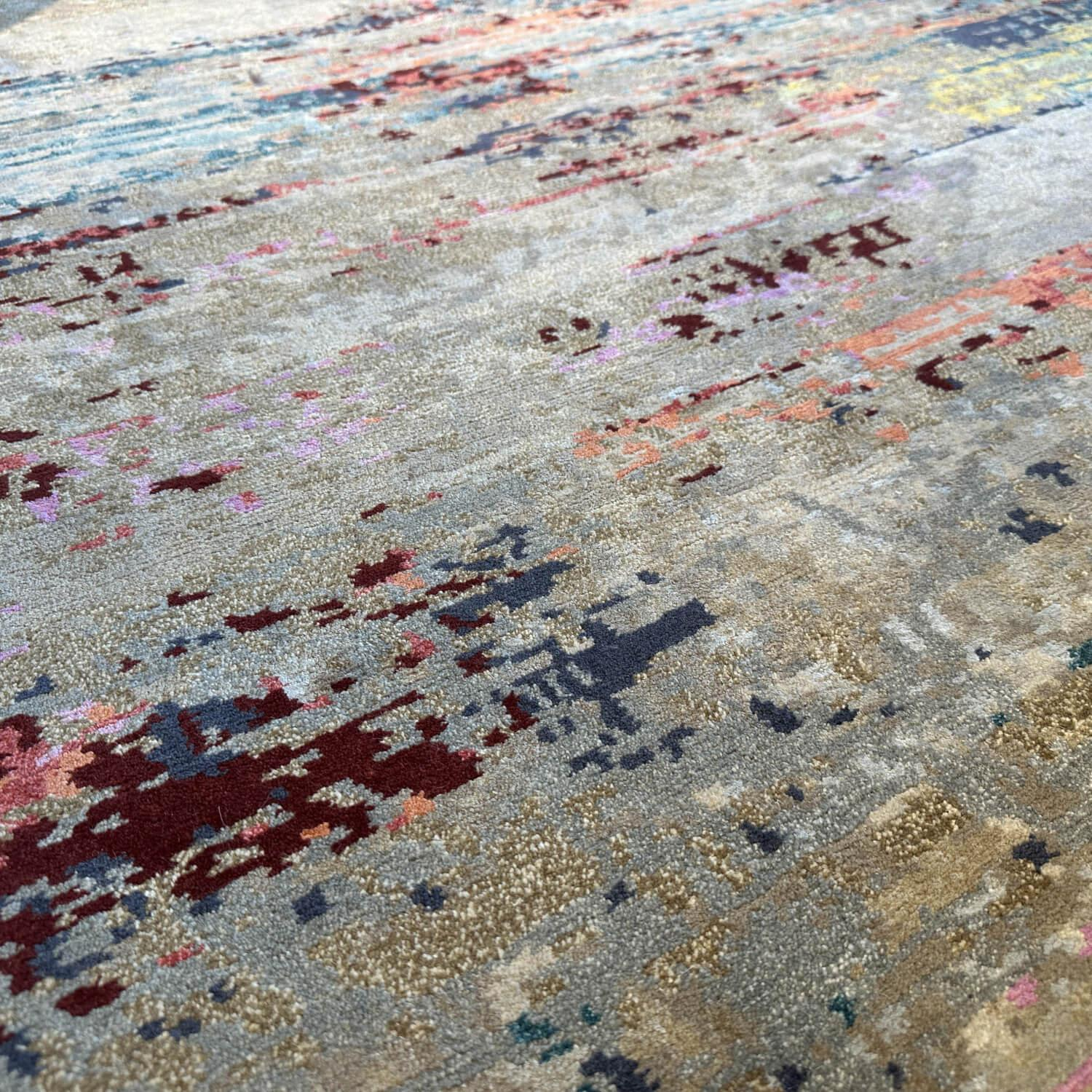 Walter Knoll - Teppich 200x300 Legends Of Carpets Chimbuka Wolle Seide Brennnessel Grau Blau Rot - 4