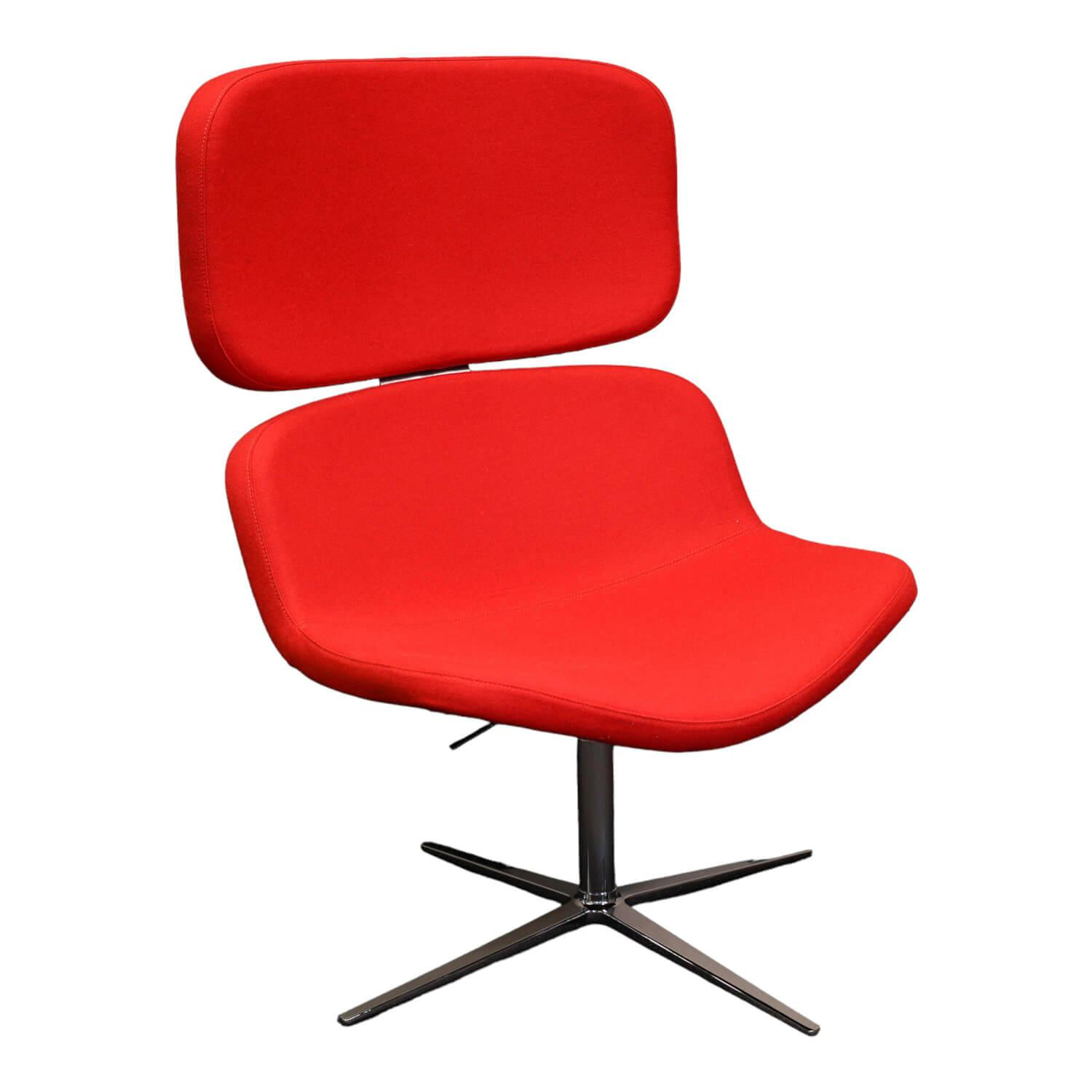 Loungesessel W-Lounge Chair 3 Stoff Rot Kreuzfuß Chrom