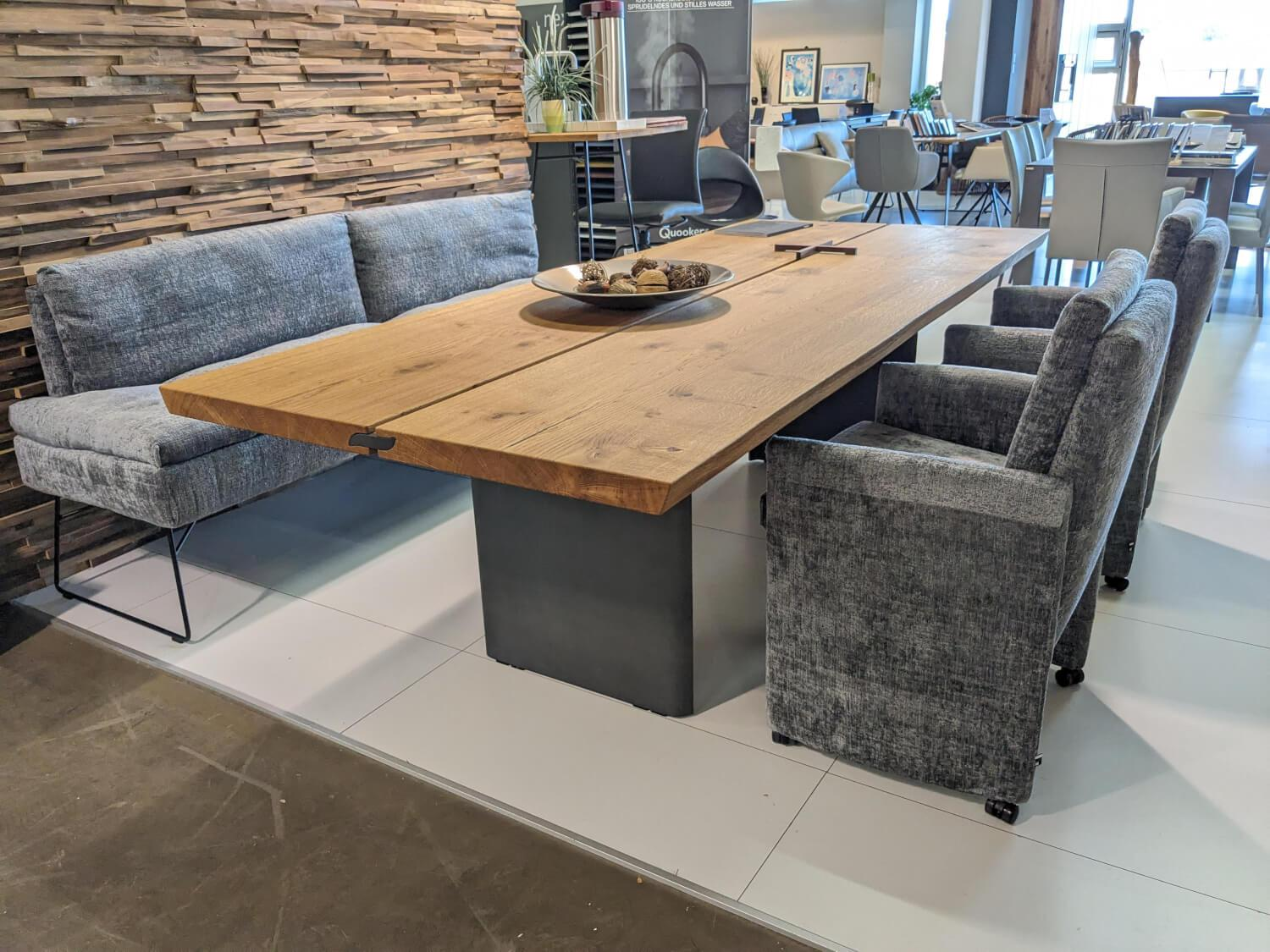 WK Wohnen - Set of 2 chairs with bench WK790/791 fabric B3094 basalt gray - 5