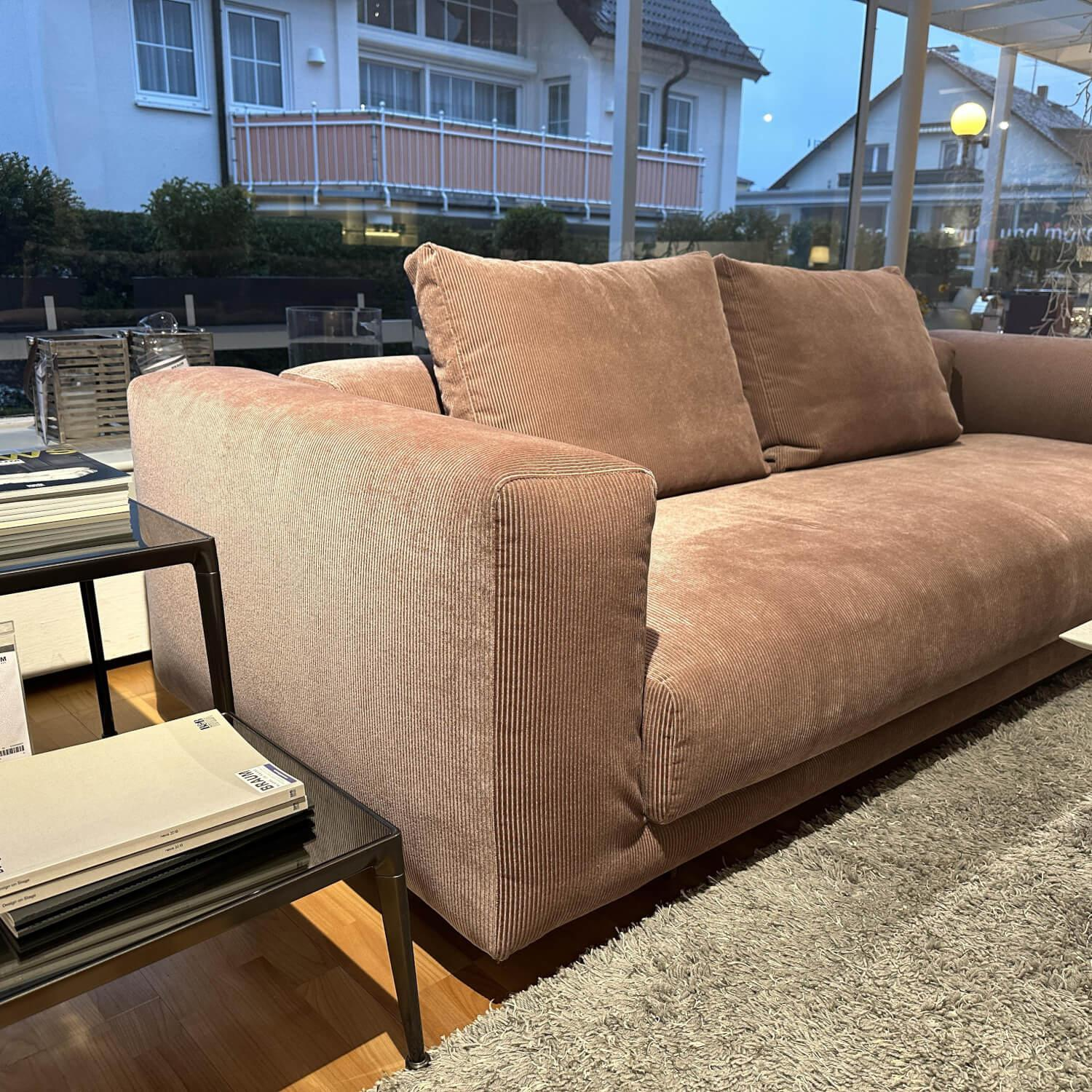 COR - Sofa Moss fabric 9075 old rose pink foot chrome-plated with stool - 8