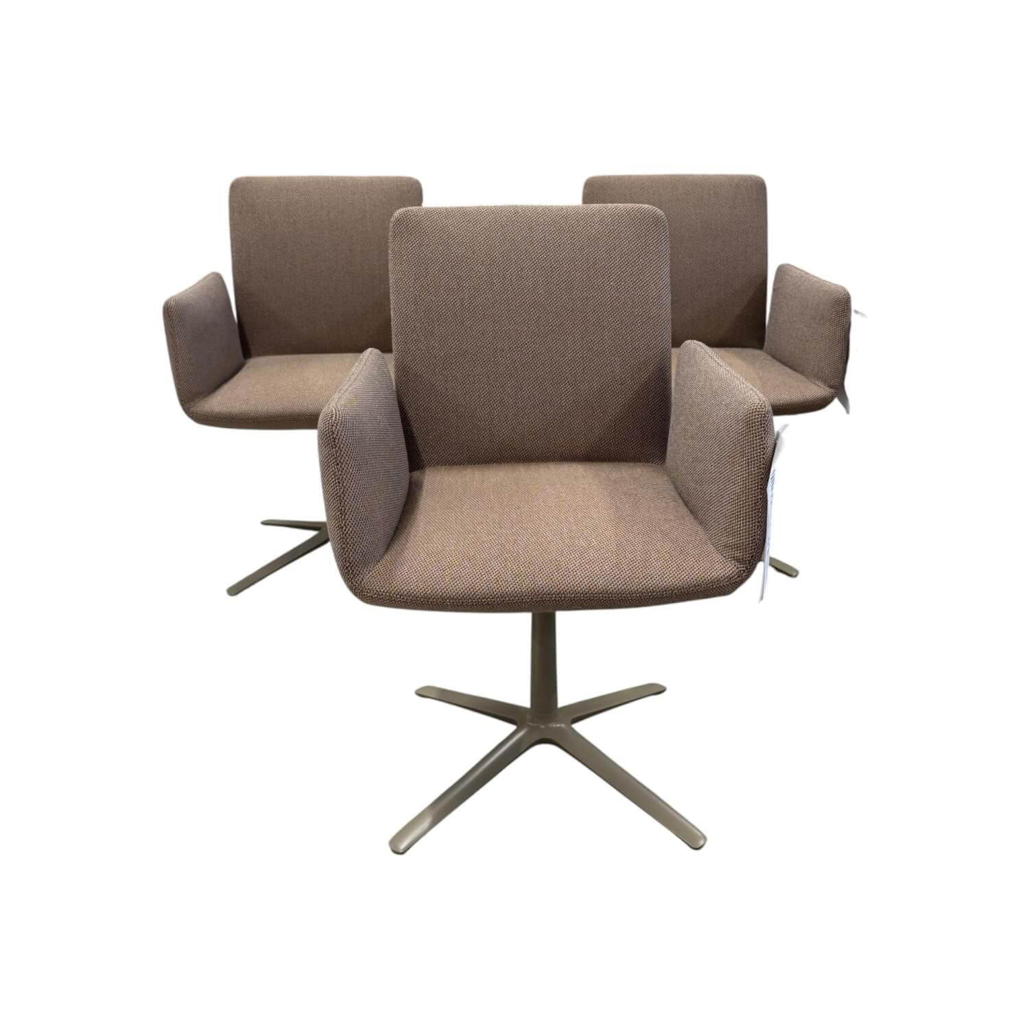 COR - 3er Set Drehstuhl Jalis 544 Stoff 8224 Bronze Braun 4 Fuß Gestell Lack RAL 070 60 10 Hellmahagoni Braun Grau - 1