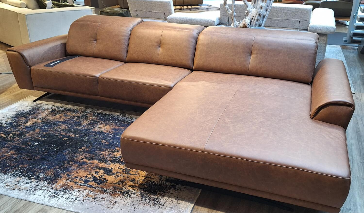 Candy - Ecksofa Santo Leder Vincenza Braun ohne Dekokissen - 11