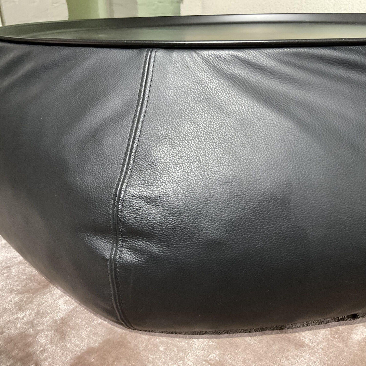 B&B Italia - Beistelltisch Lady Fat Leder Beta Nero Schwarz Platte Stahl Schwarz Lackiert - 4
