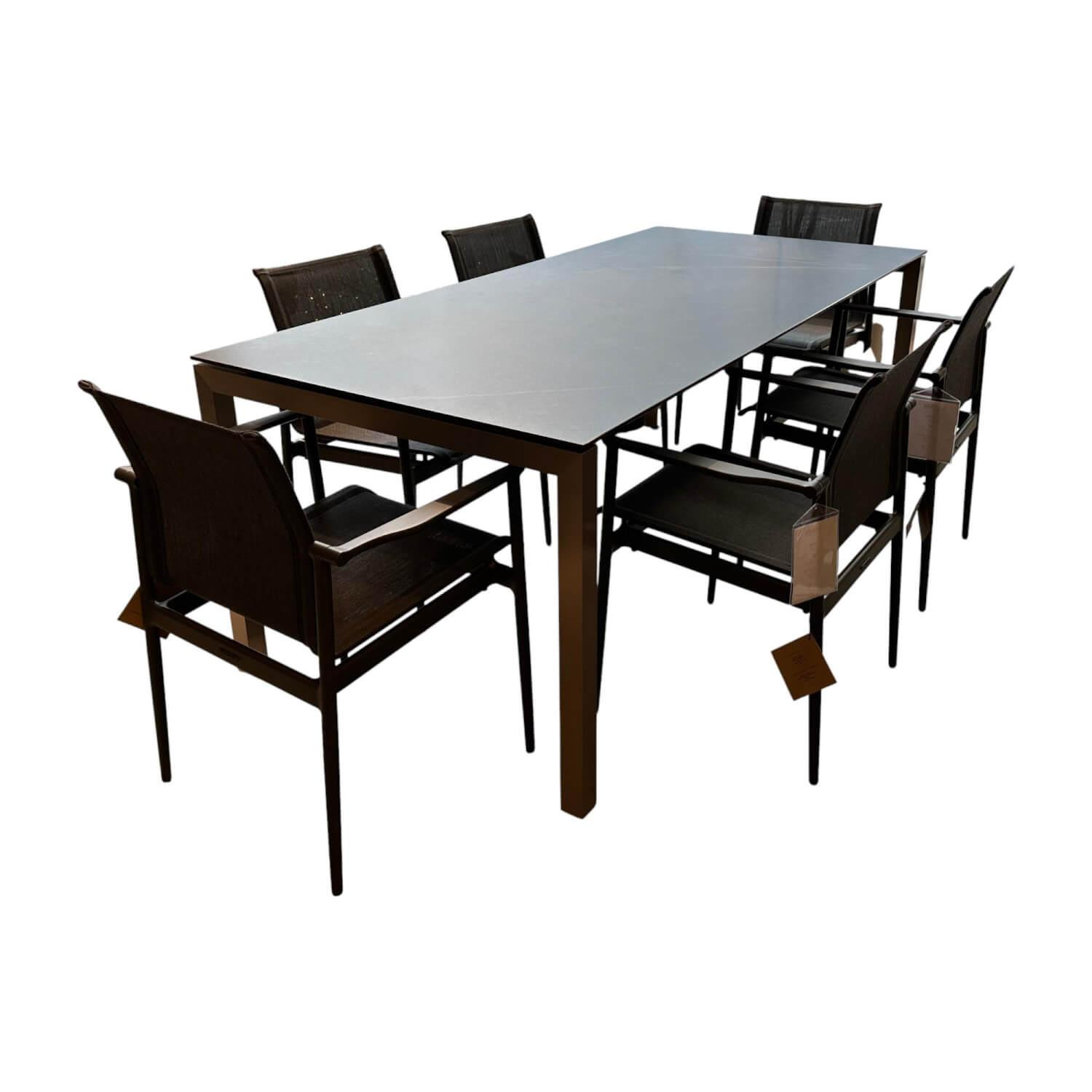 Zumsteg - Essgruppe Portofino Und Gloster 180 Platte Dekton Black Beauty Schwarz Gestell Aluminium Stuhl Textil Schwarz - 1