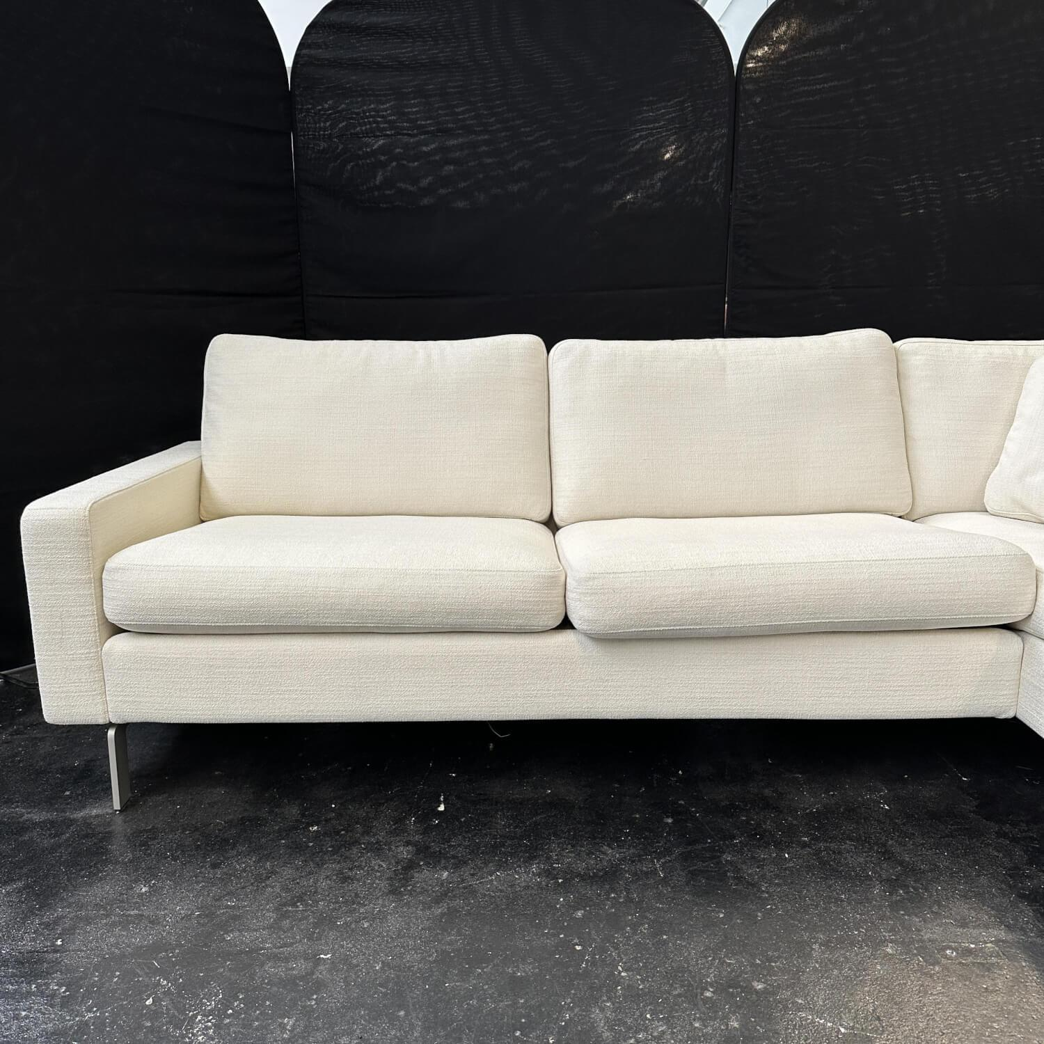 COR - Ecksofa Conseta Bodenfrei Stoff 7149 Weiß Schmalfüße F04 Feinstruktur Stahl Mit Filtgleiter - 5