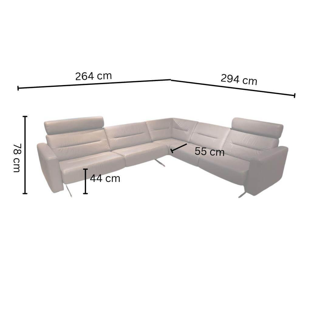 Stressless - Ecksofa Stella Leder Paloma Metal Grey Grau Gestell 40 Chrome Mit Kopfstützen - 2