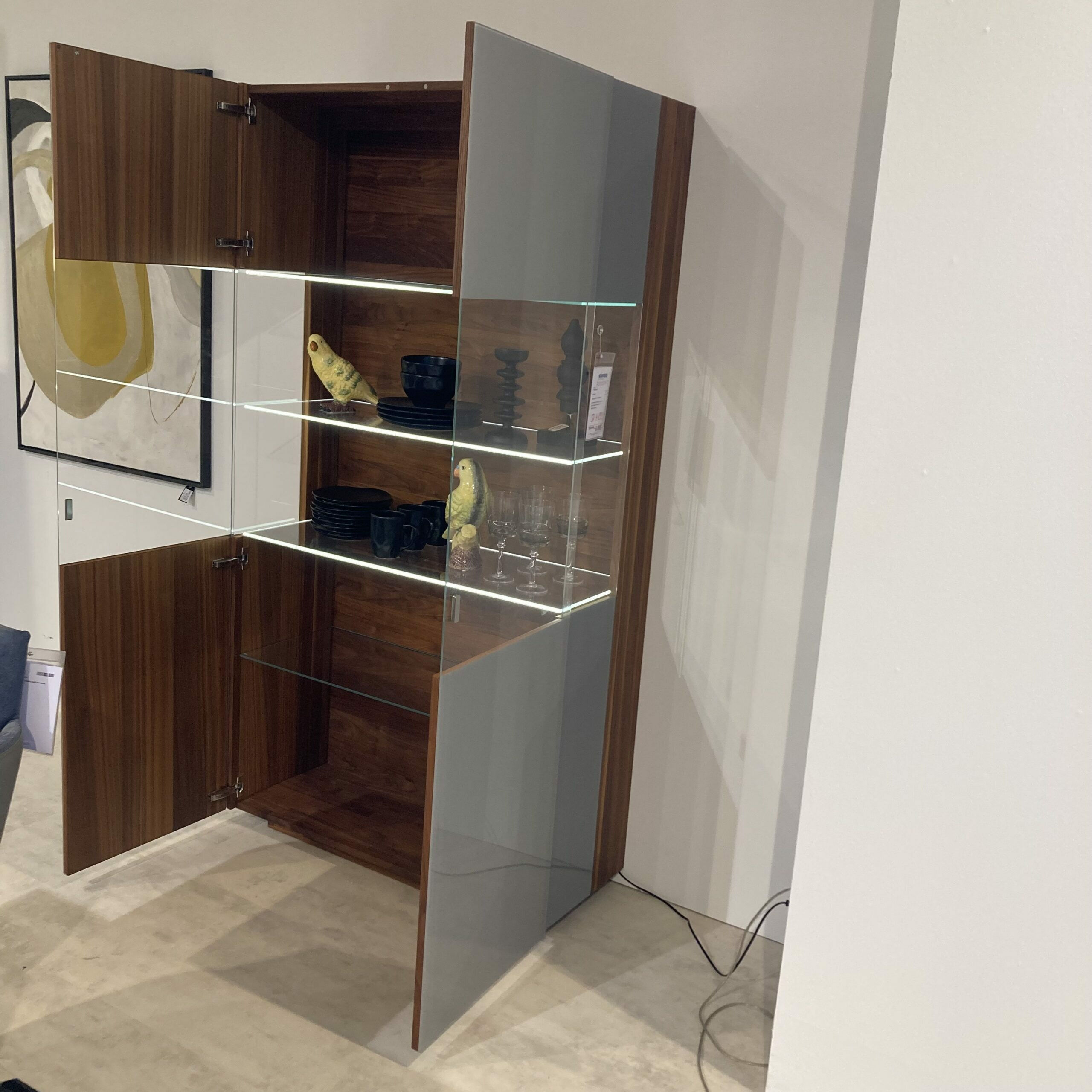 Team 7 - Vitrine Cubus VC10 Glas Mittelgrau Holz Nussbaum - 2