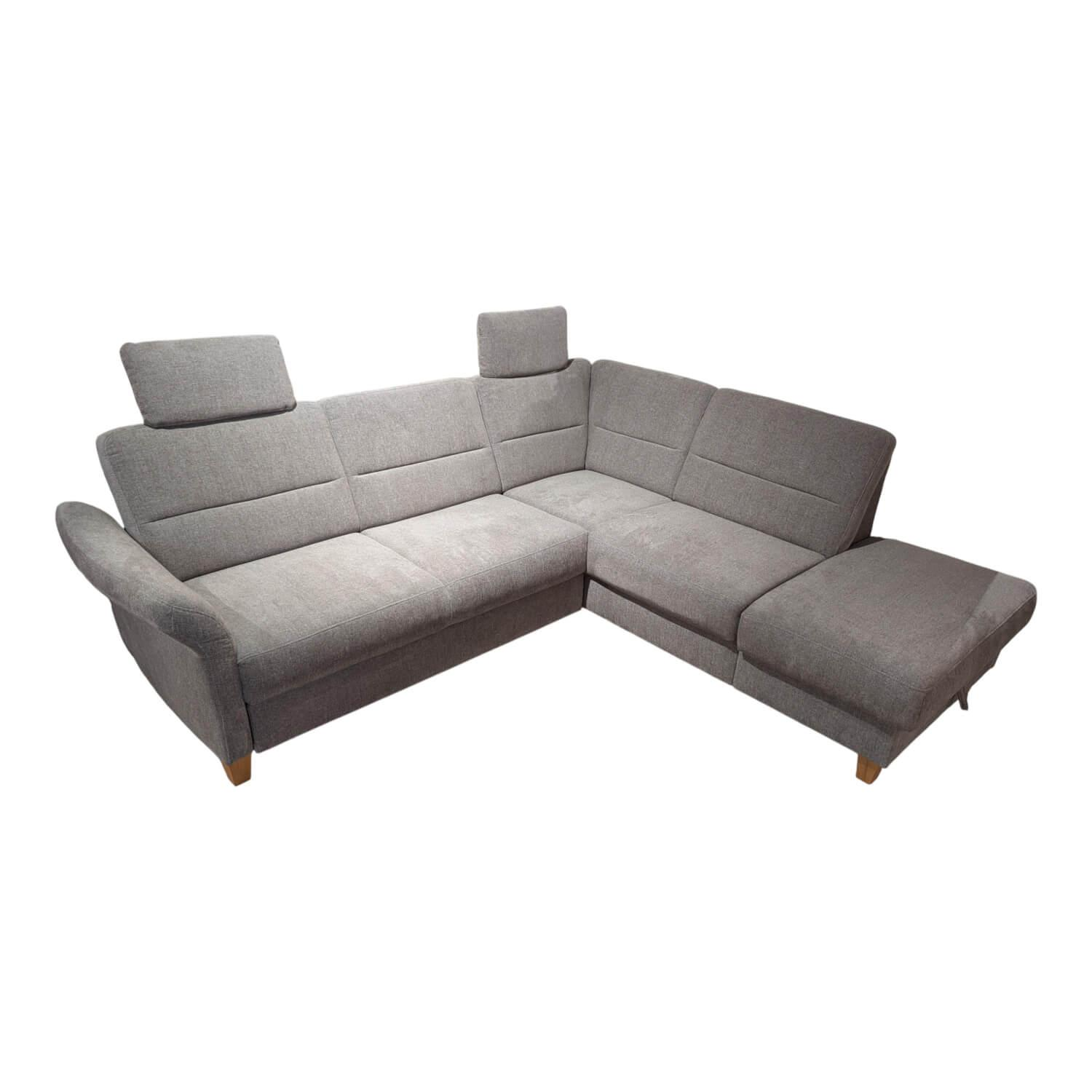 Sit & More - Ecksofa Paliano Stoff Alvaro Latte Fuß Buche Eichefarbig mit 2 Kopfstützen - 1