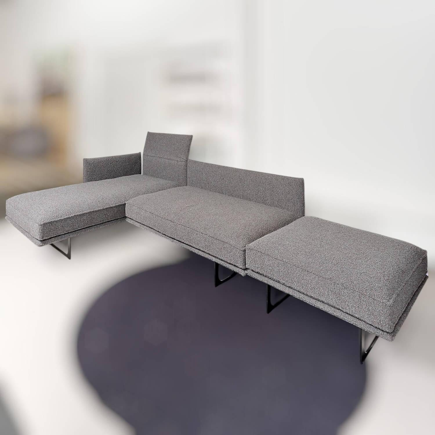 IP Design - Sofa mit Longchair Cube Air Stoff Cooper BW1779-191 Grau - 4