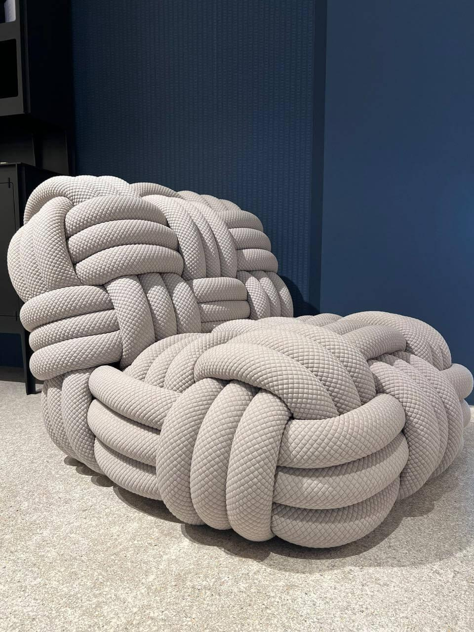 Sessel Knitty Lounge Chair Stoff Kvadrat Grau